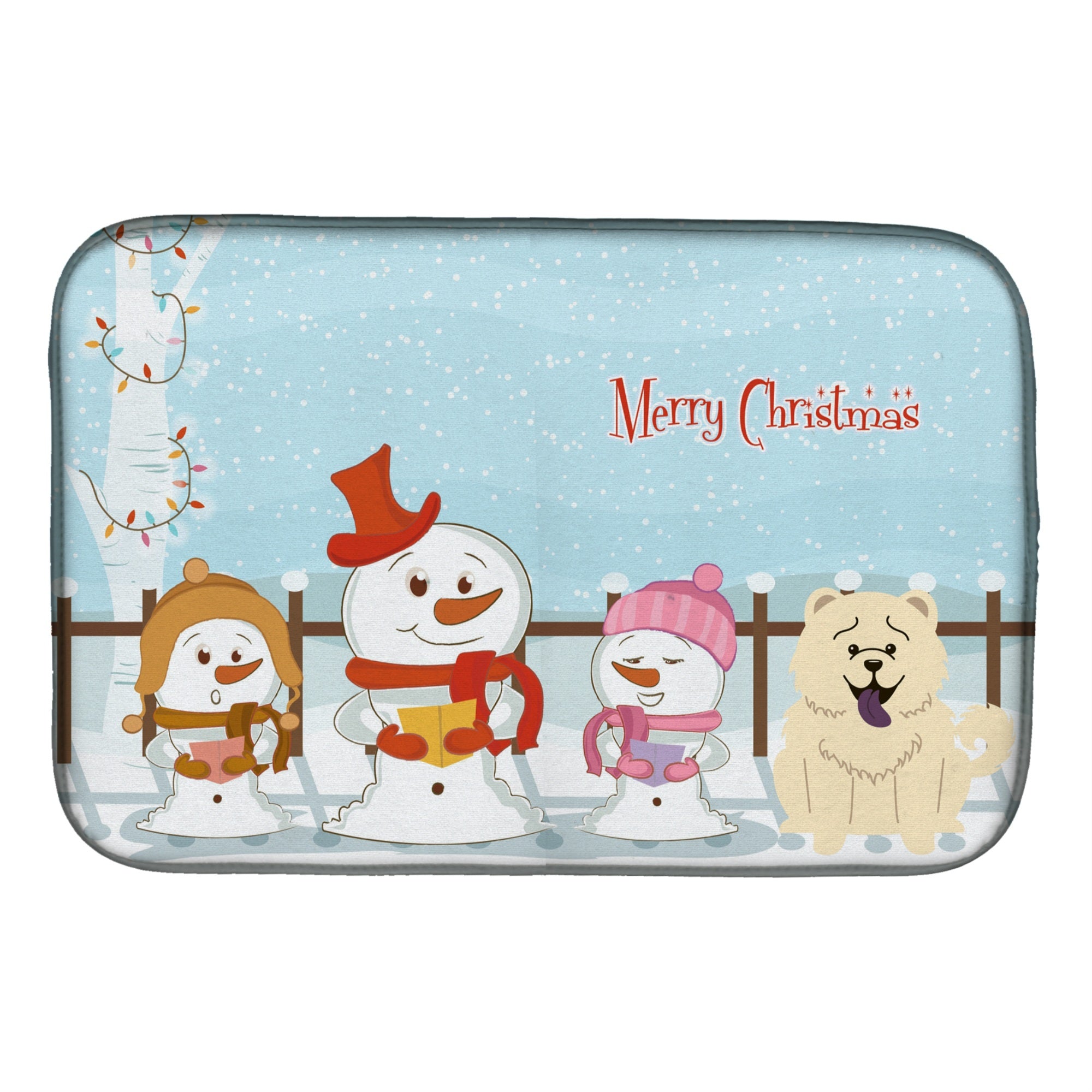 'Caroline'S Treasures Merry Christmas Carolers Chow White Dish Drying Mat, 14'''' X 21''''''