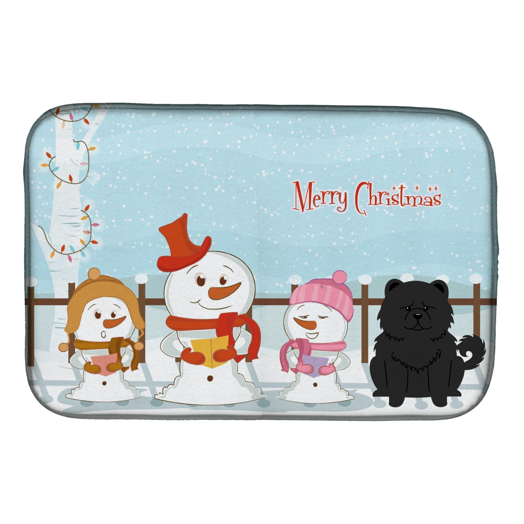'Caroline'S Treasures Merry Christmas Carolers Chow Black Dish Drying Mat, 14 X 21''