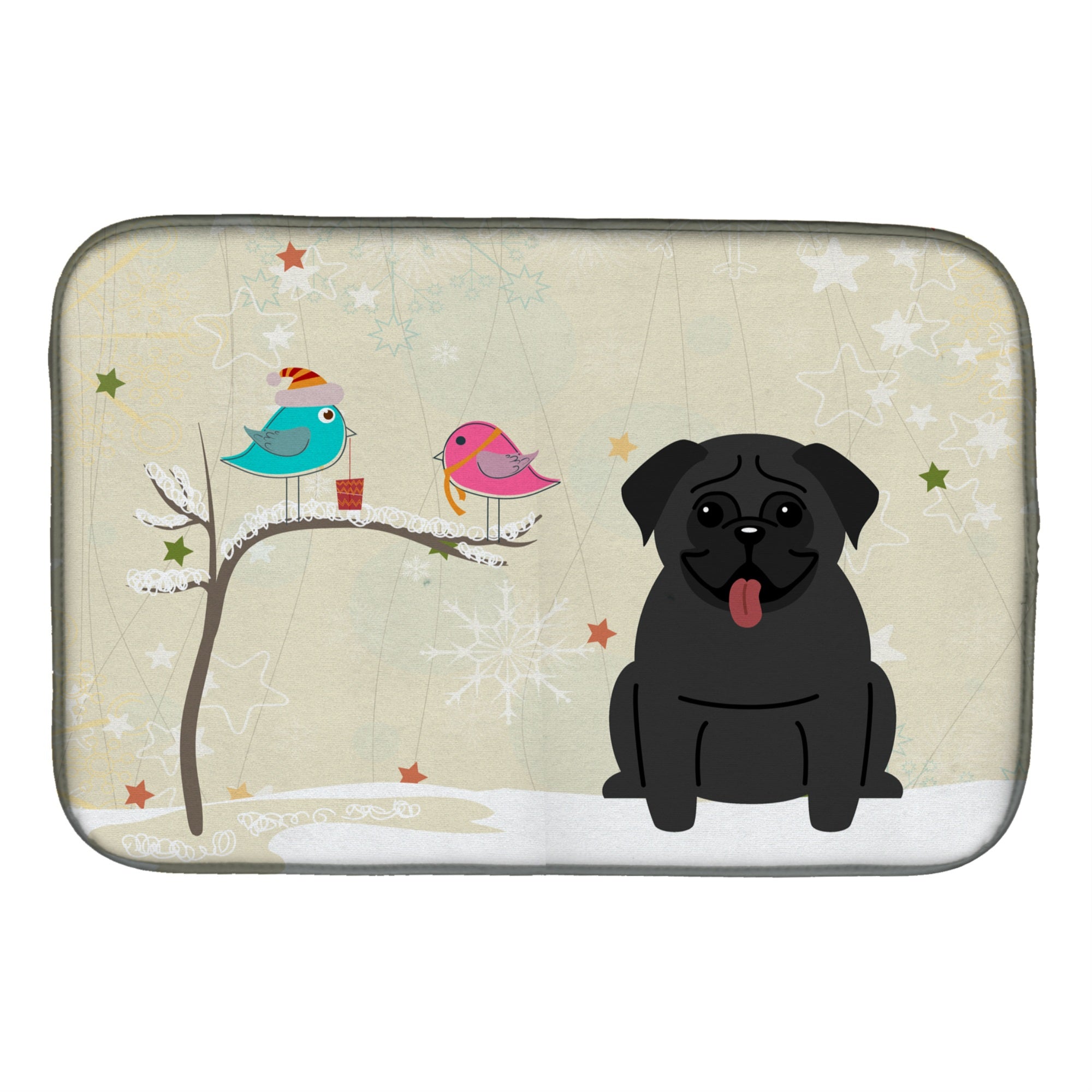 'Caroline'S Treasures Christmas Presents Between Friends Pug Dish Drying Mat, 14'''' X 21''''''