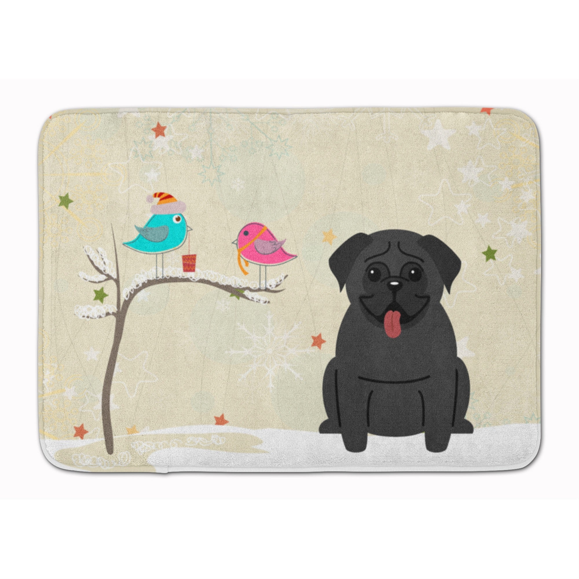 'Caroline'S Treasures Christmas Presents Friends Pug Black Floor Mat, 19'''' X 27'''', Multicolor''