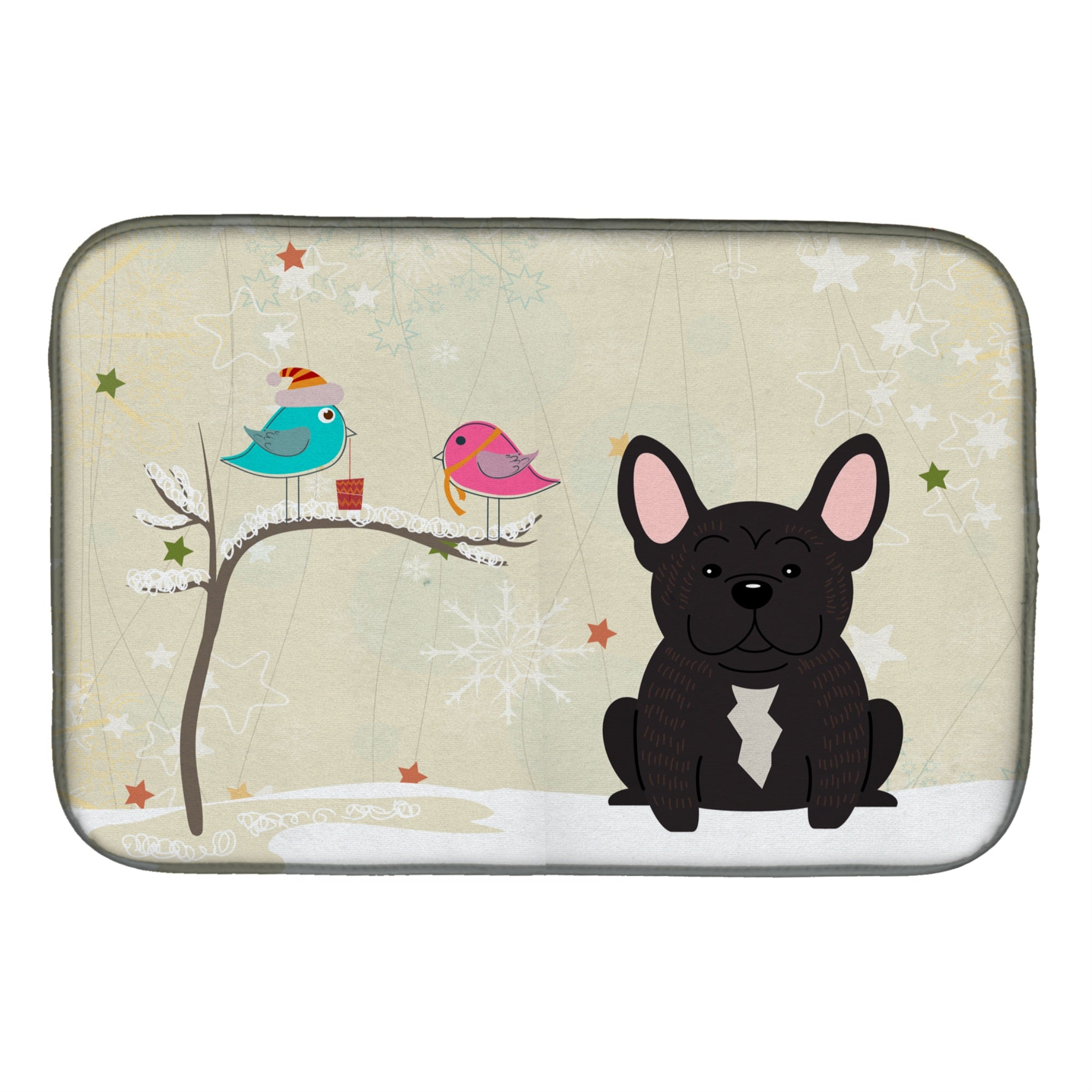 'Caroline'S Treasures Christmas Presents Between Friends French Bulldog Brindle Dish Drying Mat, 14'''' X 21''''''