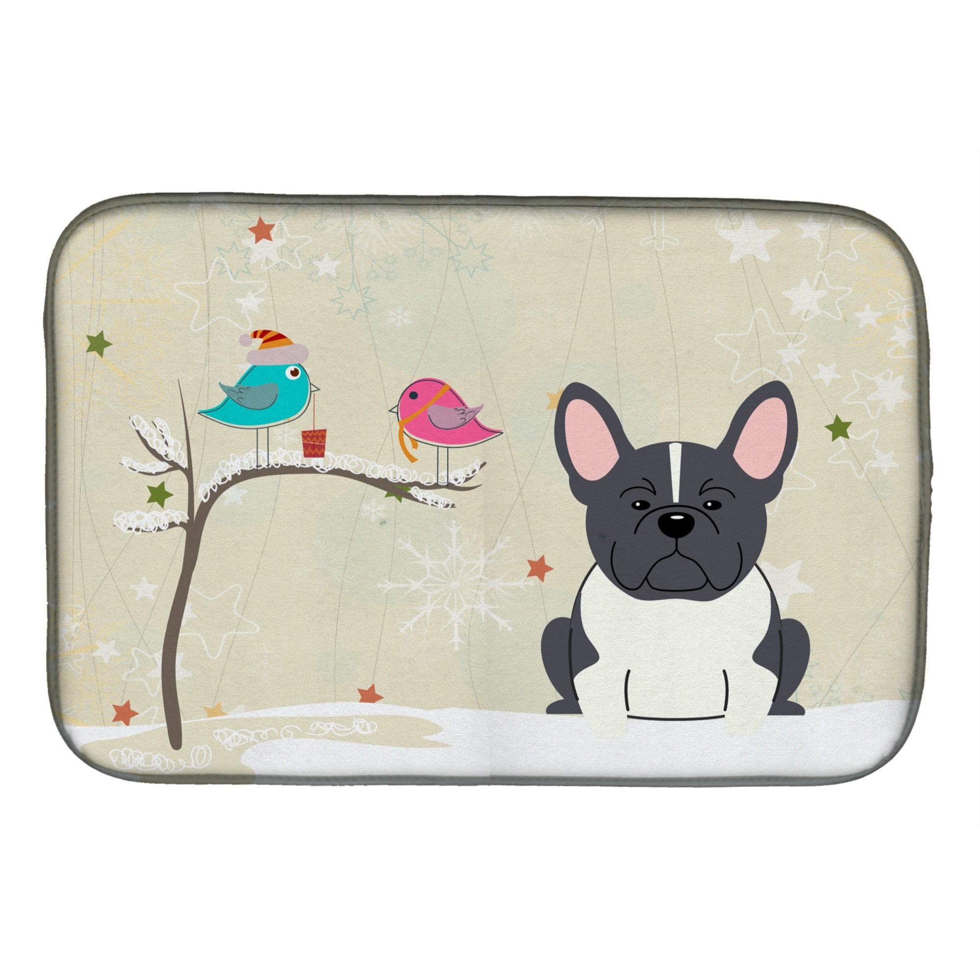'Caroline'S Treasures Christmas Presents Between Friends French Bulldog Black White Dish Drying Mat, 14'''' X 21''''''