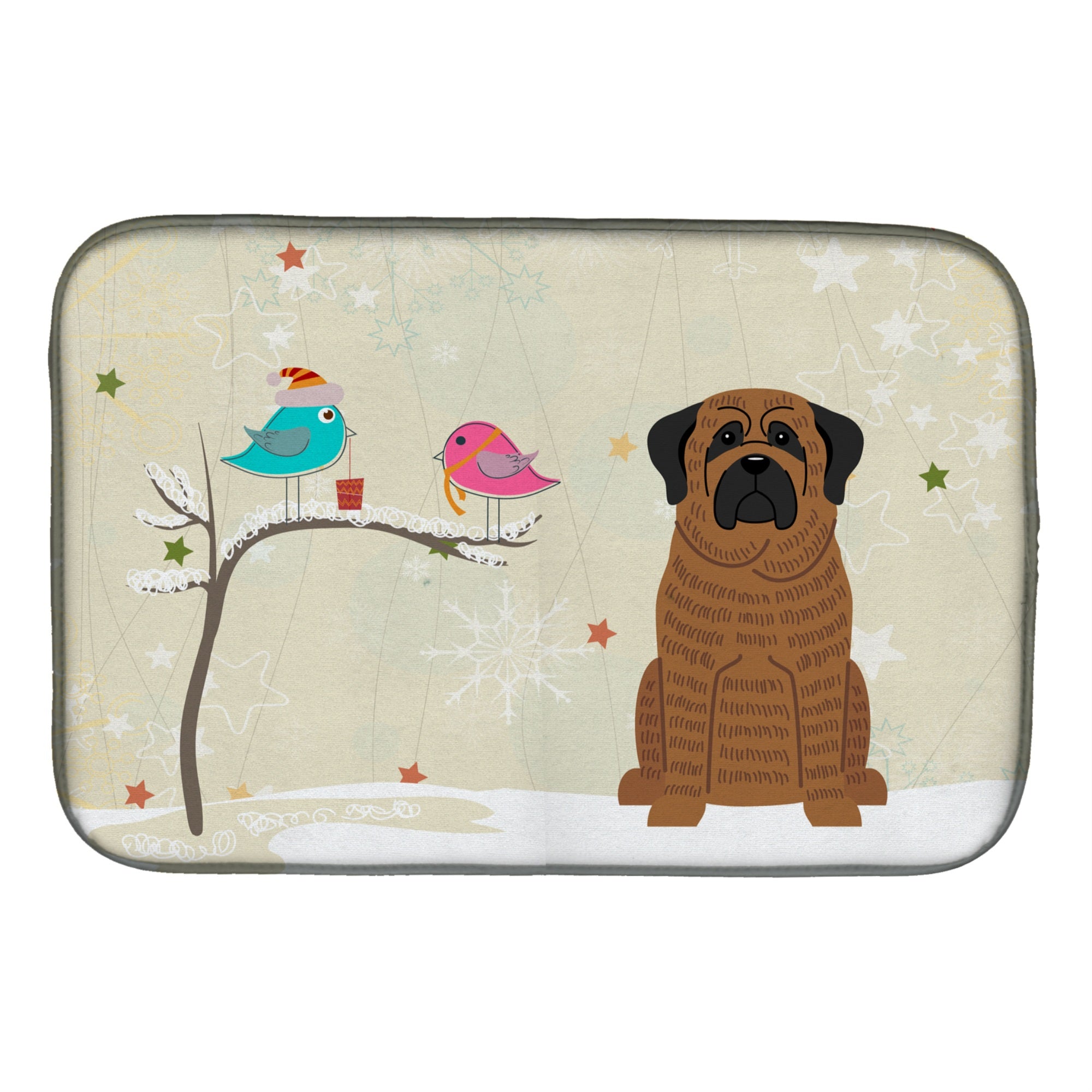 'Caroline'S Treasures Christmas Presents Between Friends Mastiff Brindle Dish Drying Mat, 14 X 21''
