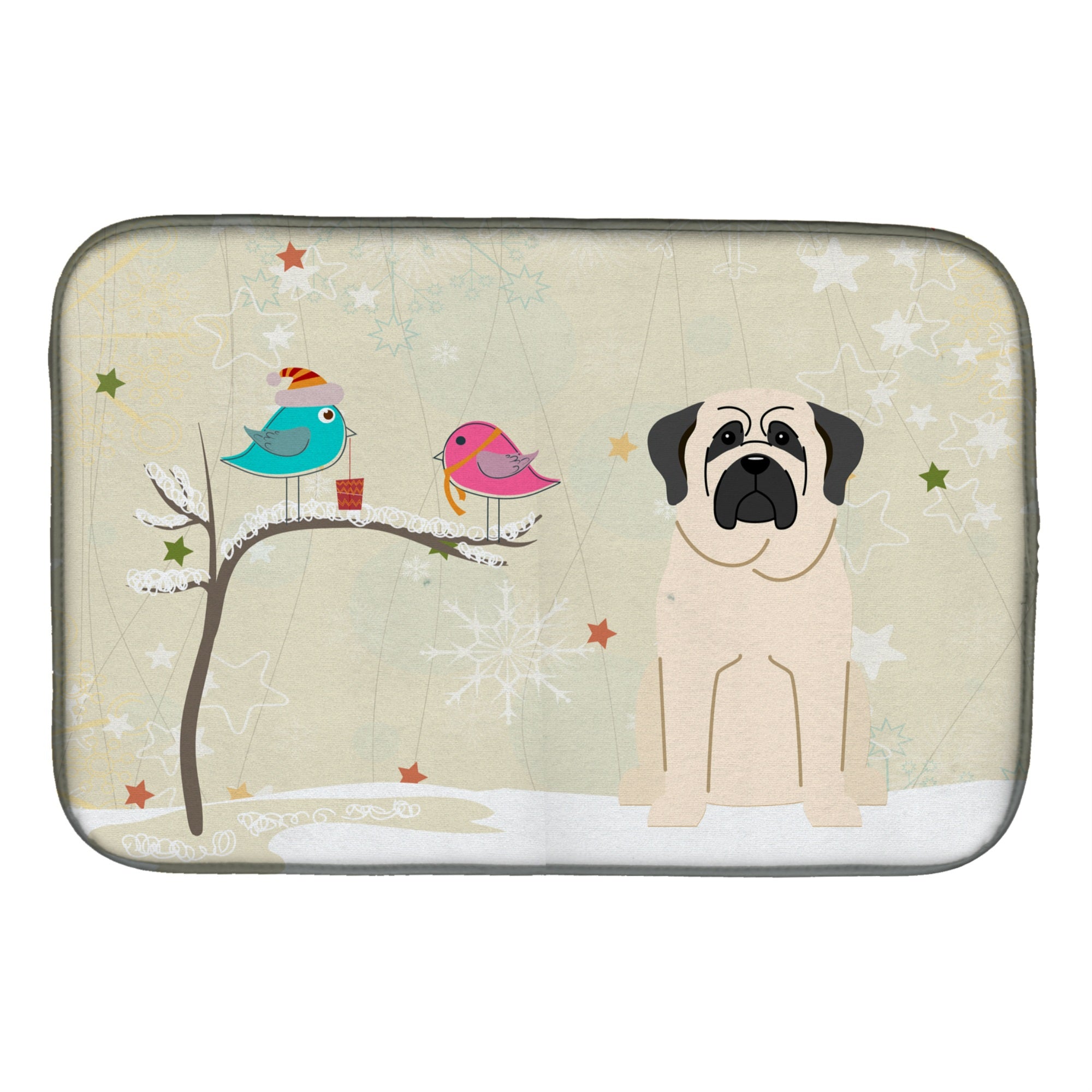 'Caroline'S Treasures Christmas Presents Between Friends Mastiff White Dish Drying Mat, 14'''' X 21''''''