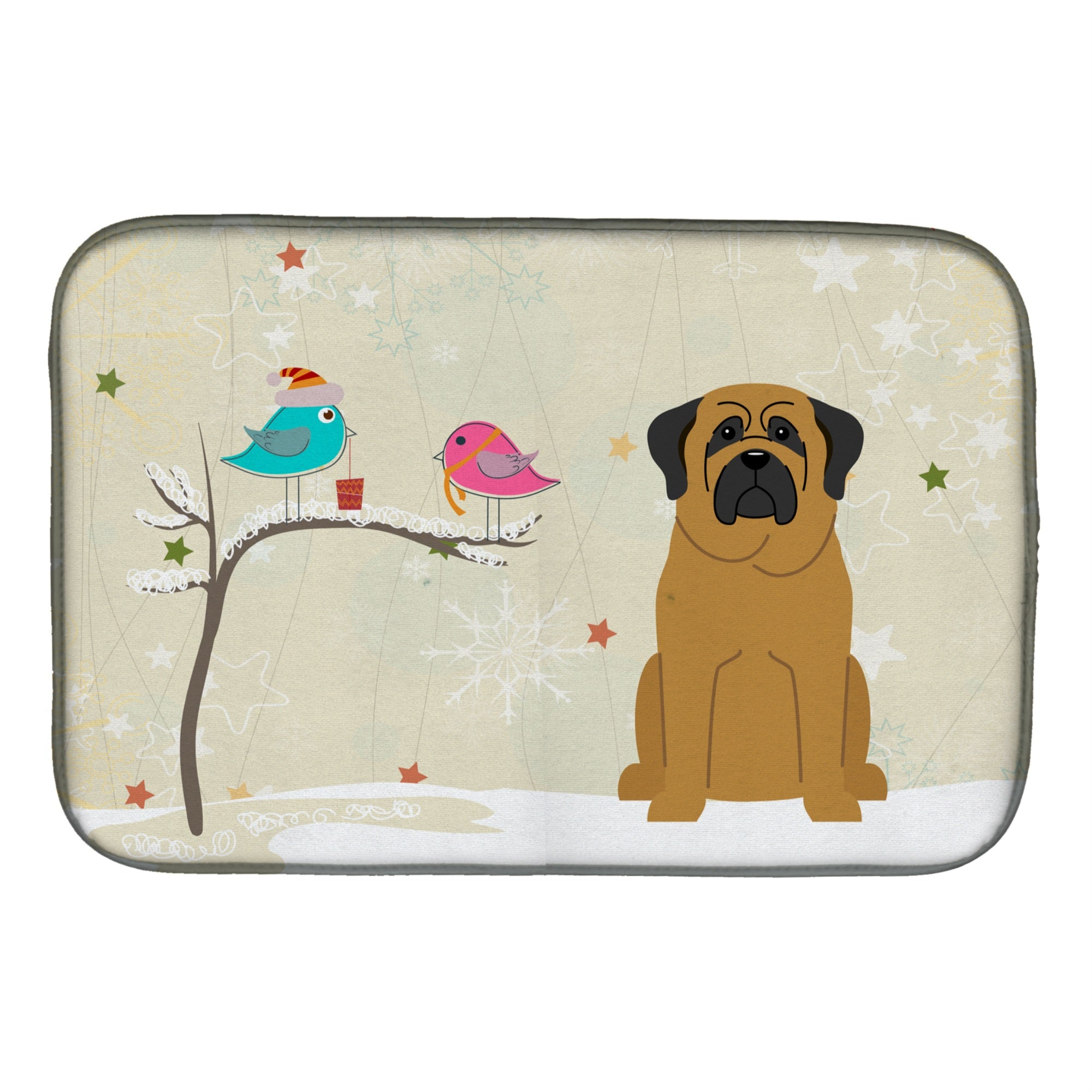 'Caroline'S Treasures Christmas Presents Between Friends Mastiff Dish Drying Mat, 14'''' X 21''''''