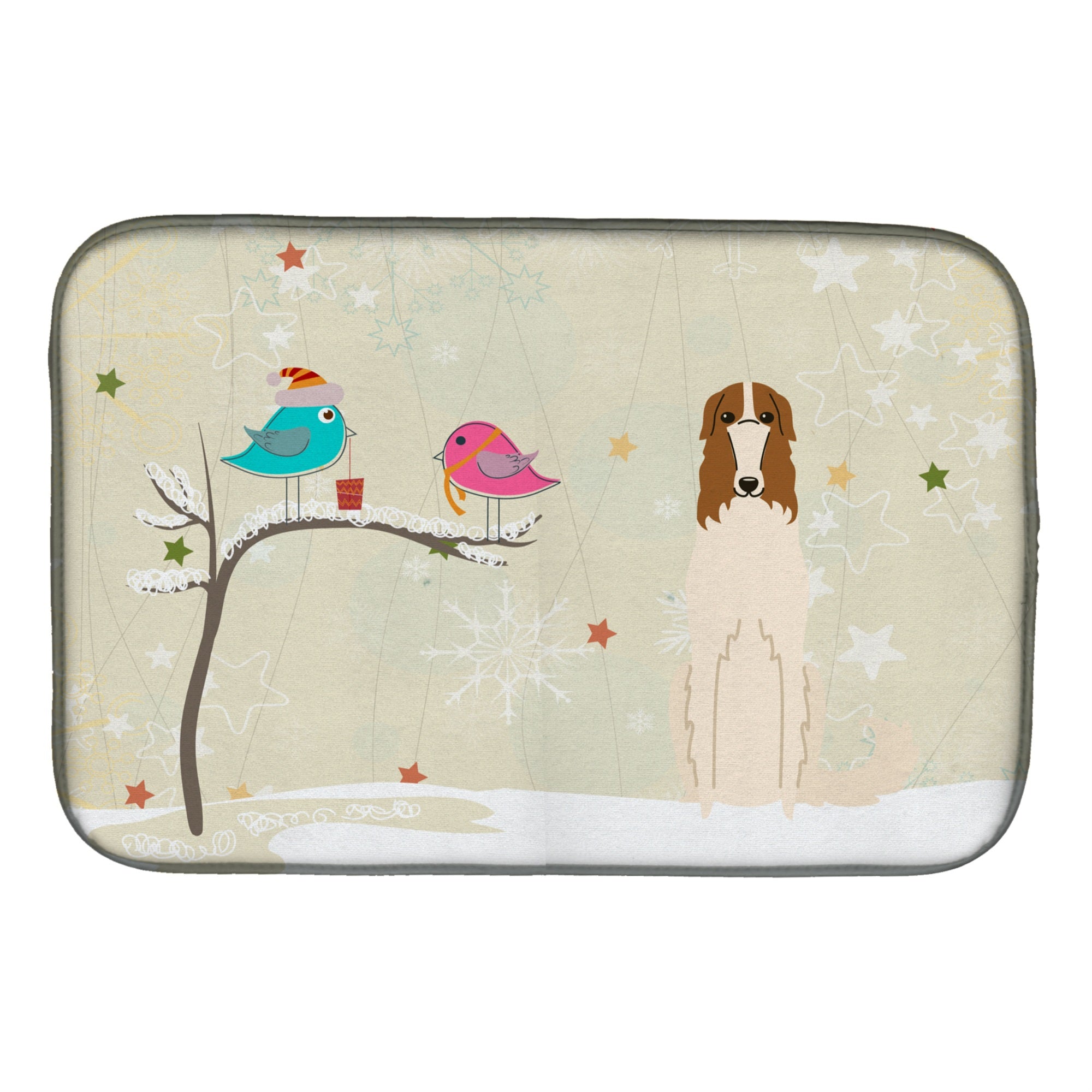 'Caroline'S Treasures Christmas Presents Between Friends Borzoi Dish Drying Mat, 14'''' X 21''''''