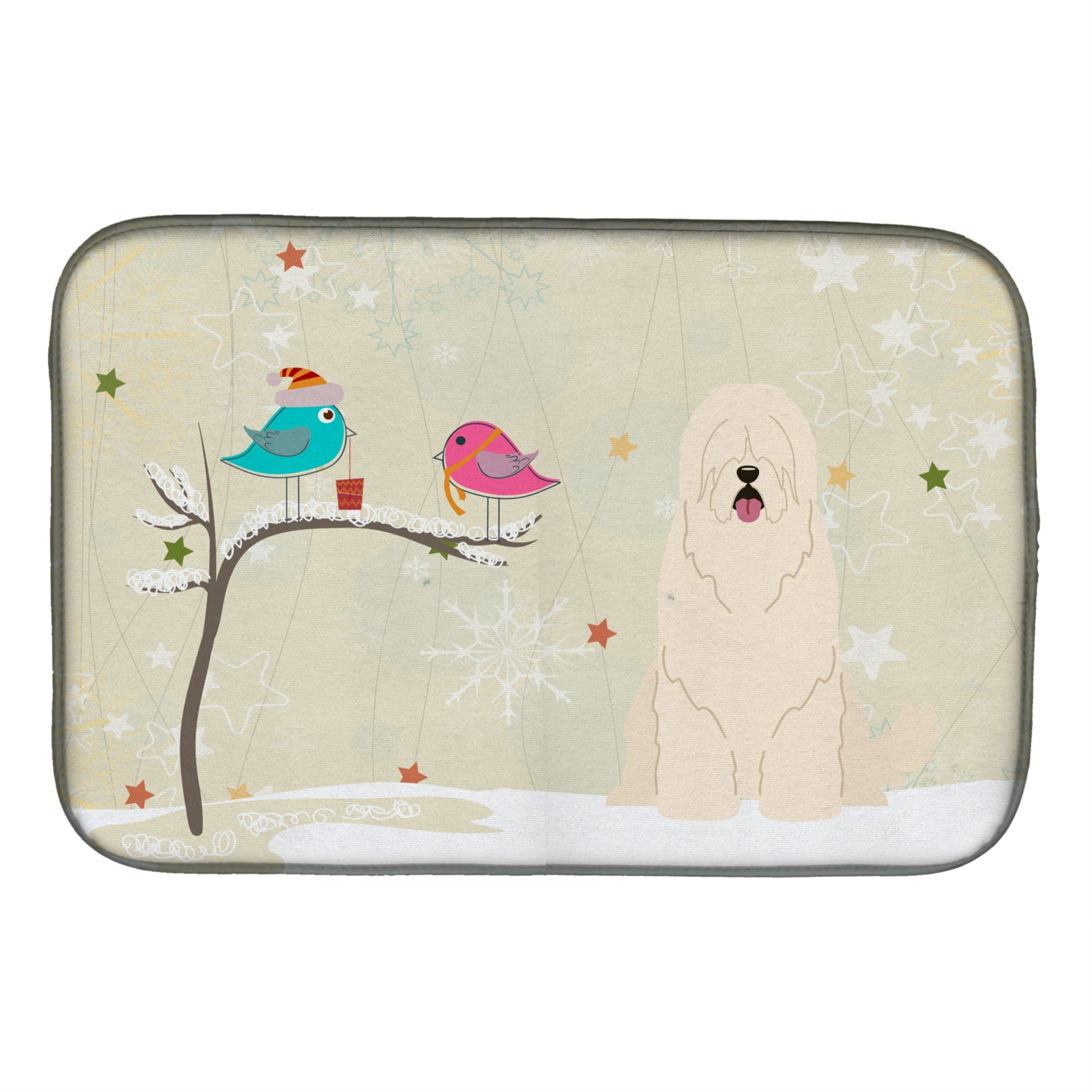 'Caroline'S Treasures Christmas Presents Between Friends South Russian Sheepdog Dish Drying Mat, 14'''' X 21''''''
