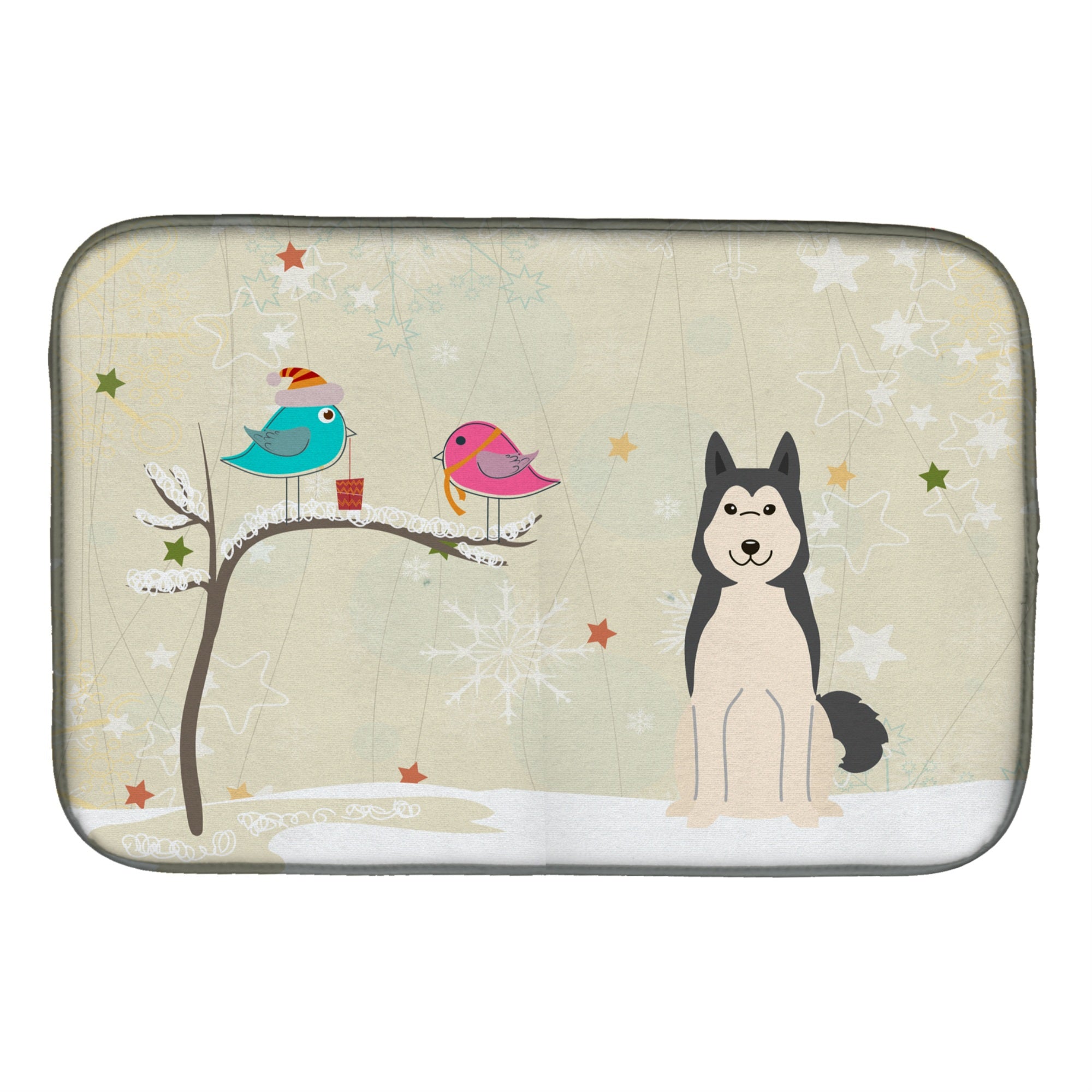 'Caroline'S Treasures Christmas Presents Between Friends West Siberian Laika Spitz Dish Drying Mat, 14'''' X 21''''''