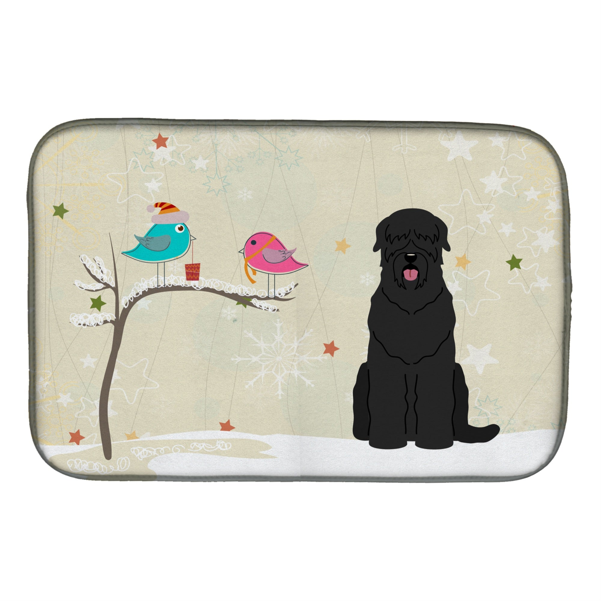 'Caroline'S Treasures Christmas Presents Between Friends Black Russian Terrier Dish Drying Mat, 14 X 21''