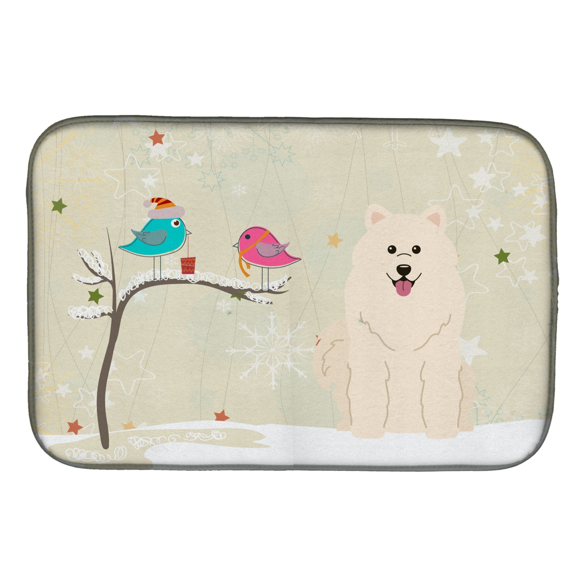 'Caroline'S Treasures Christmas Presents Between Friends Samoyed Dish Drying Mat, 14'''' X 21''''''