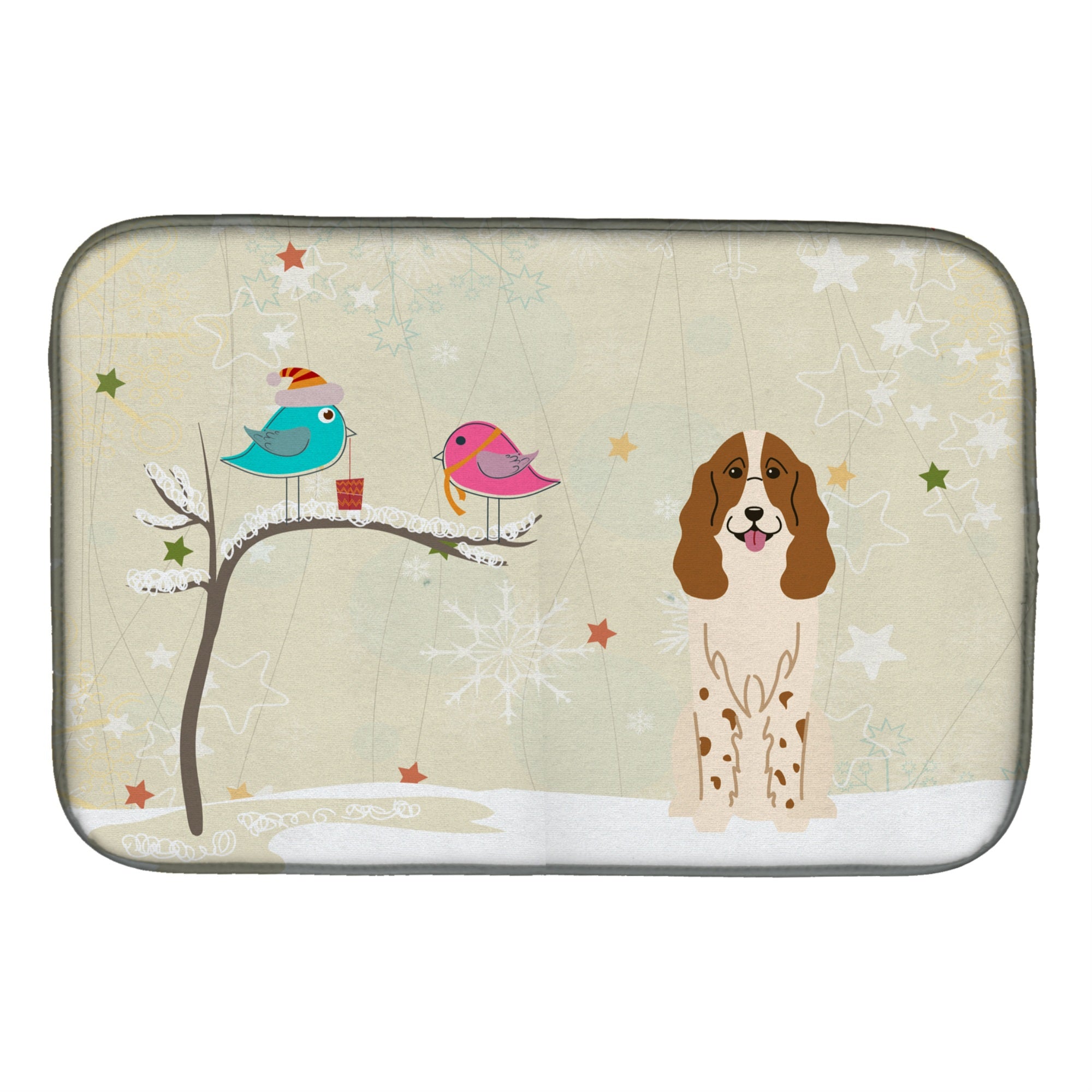 'Caroline'S Treasures Christmas Presents Between Friends Russian Spaniel Dish Drying Mat, 14'''' X 21''''''