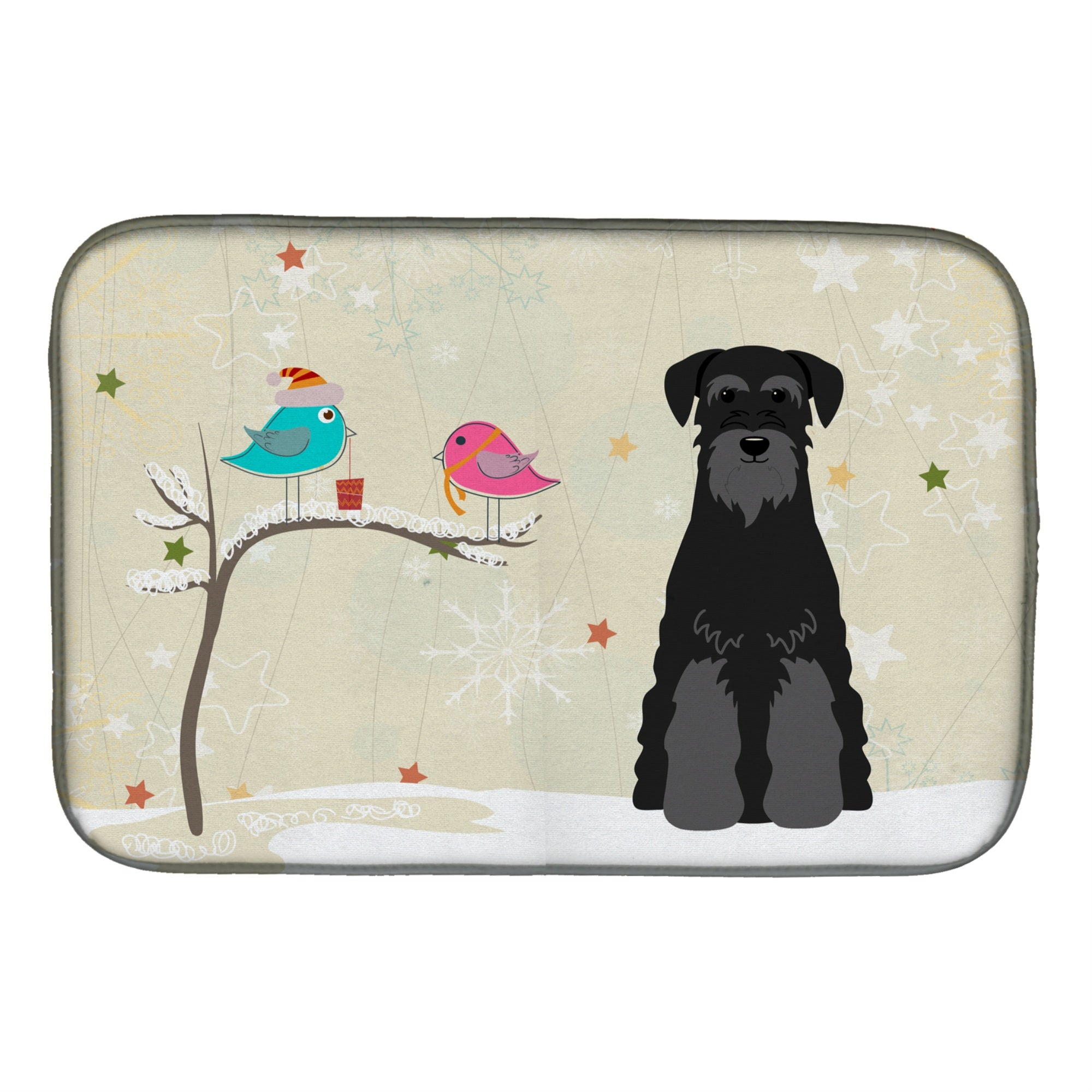 'Caroline'S Treasures Christmas Presents Between Friends Standard Schnauzer Black Dish Drying Mat, 14'''' X 21''''''