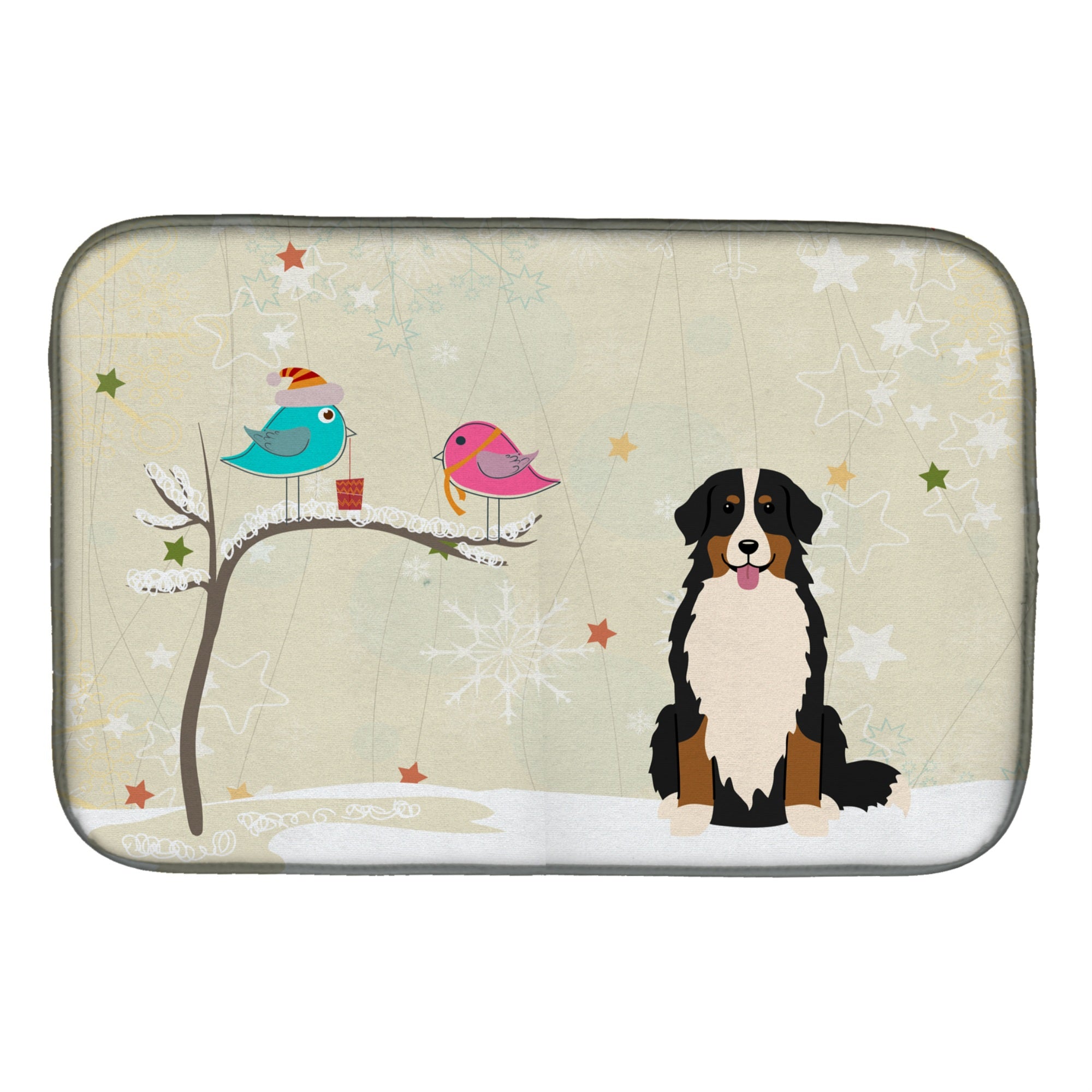 'Caroline'S Treasures Christmas Presents Between Friends Bernese Mountain Dog Dish Drying Mat, 14'''' X 21''''''