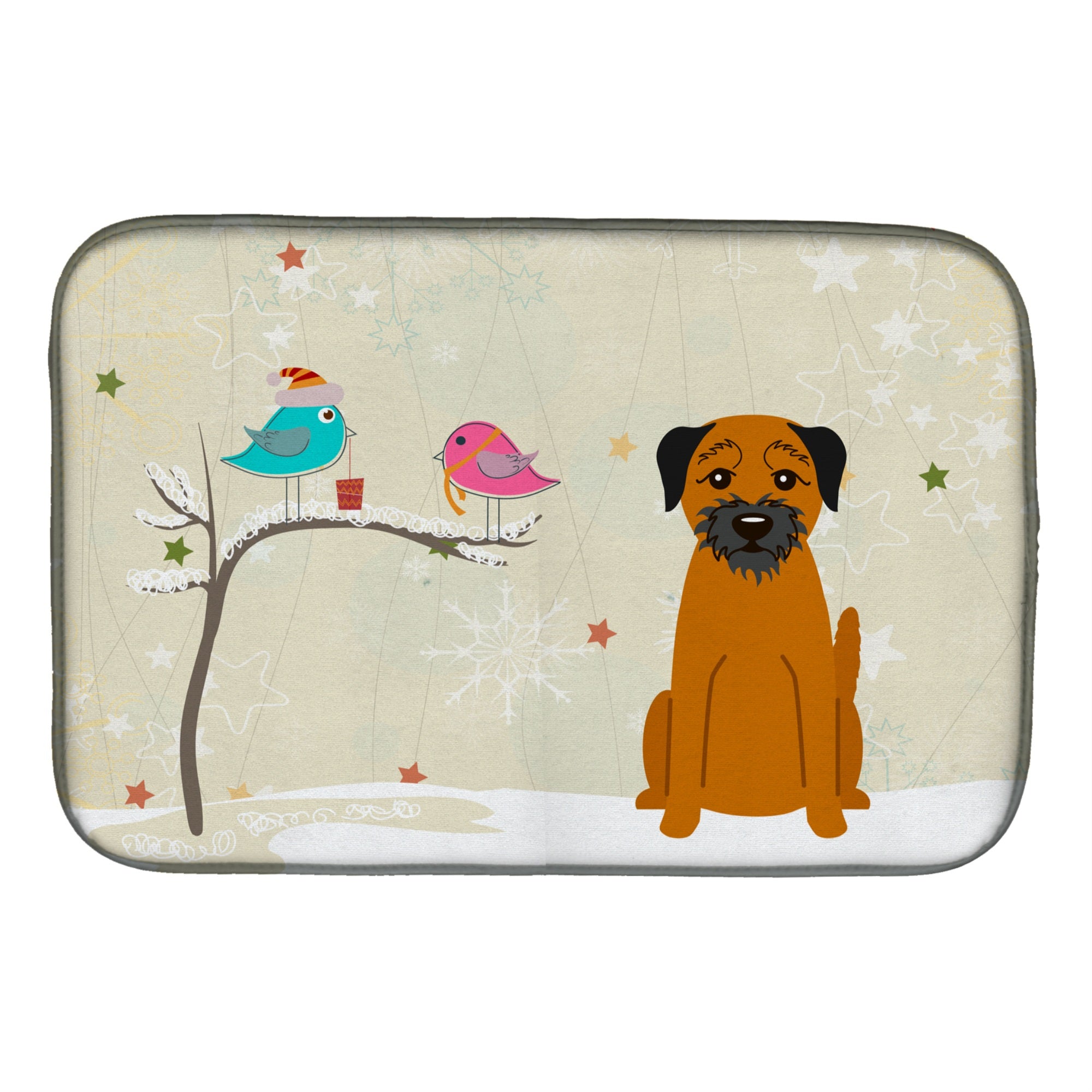 'Caroline'S Treasures Christmas Presents Between Friends Border Terrier Dish Drying Mat, 14'''' X 21''''''