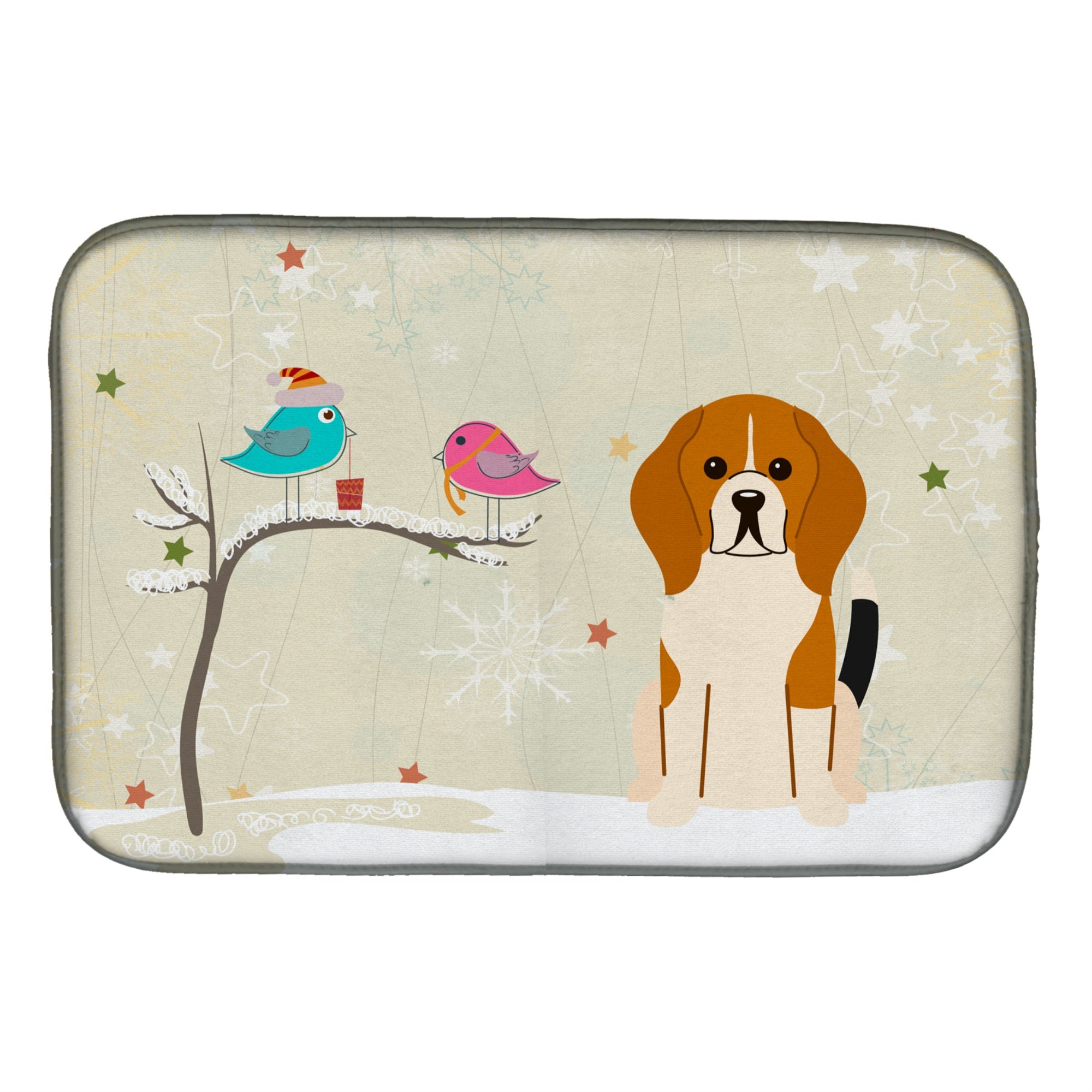'Caroline'S Treasures Christmas Presents Between Friends Beagle Tricolor Dish Drying Mat, 14 X 21''