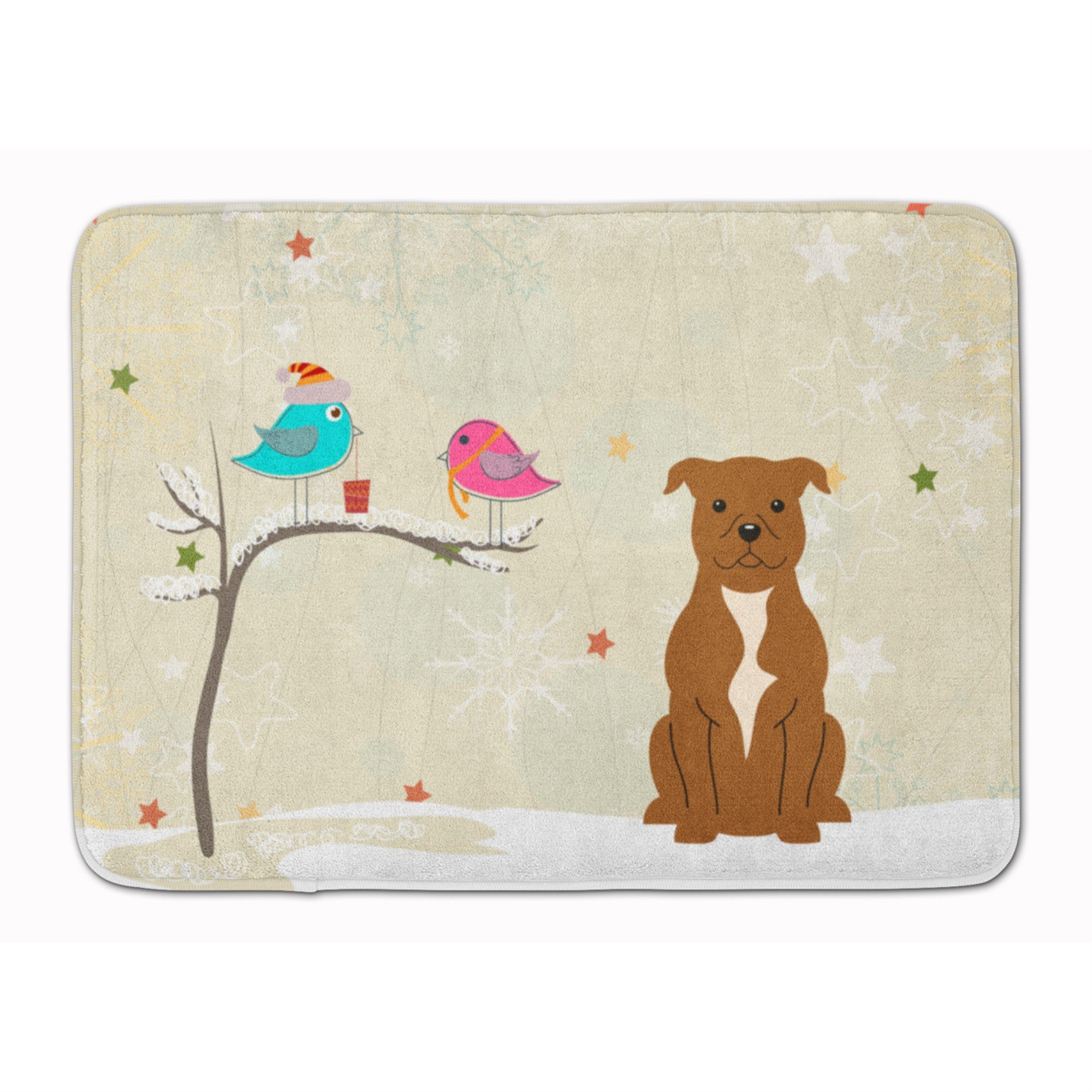 'Caroline'S Treasures Christmas Bull Terrier Brown Floor Mat, 19'''' X 27'''', Multicolor''