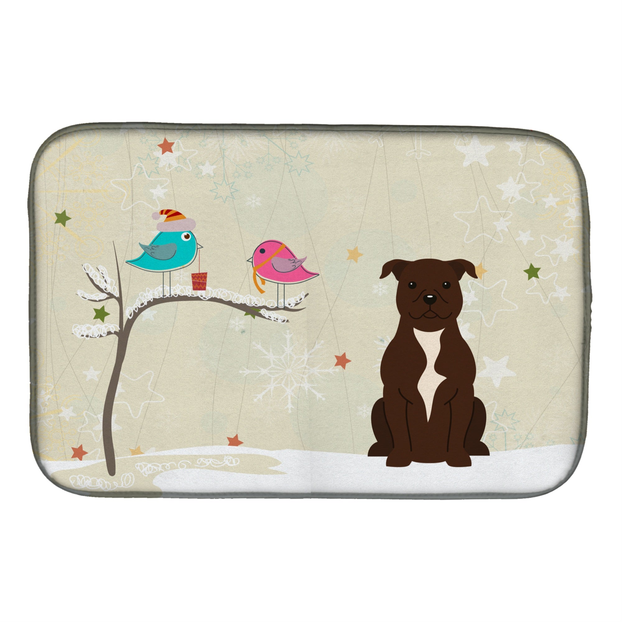 'Caroline'S Treasures Staffordshire Bull Terrier Chocolate Dish Drying Mat, 14'''' X 21'''', Christmas Presents''