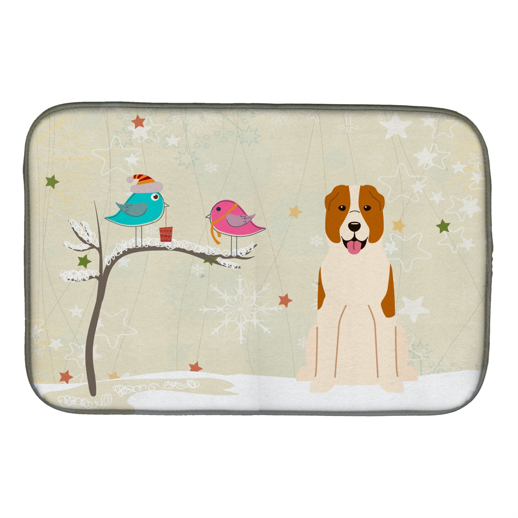 'Caroline'S Treasures Christmas Presents Between Friends Central Asian Shepherd Dog Dish Drying Mat, 14'''' X 21''''''