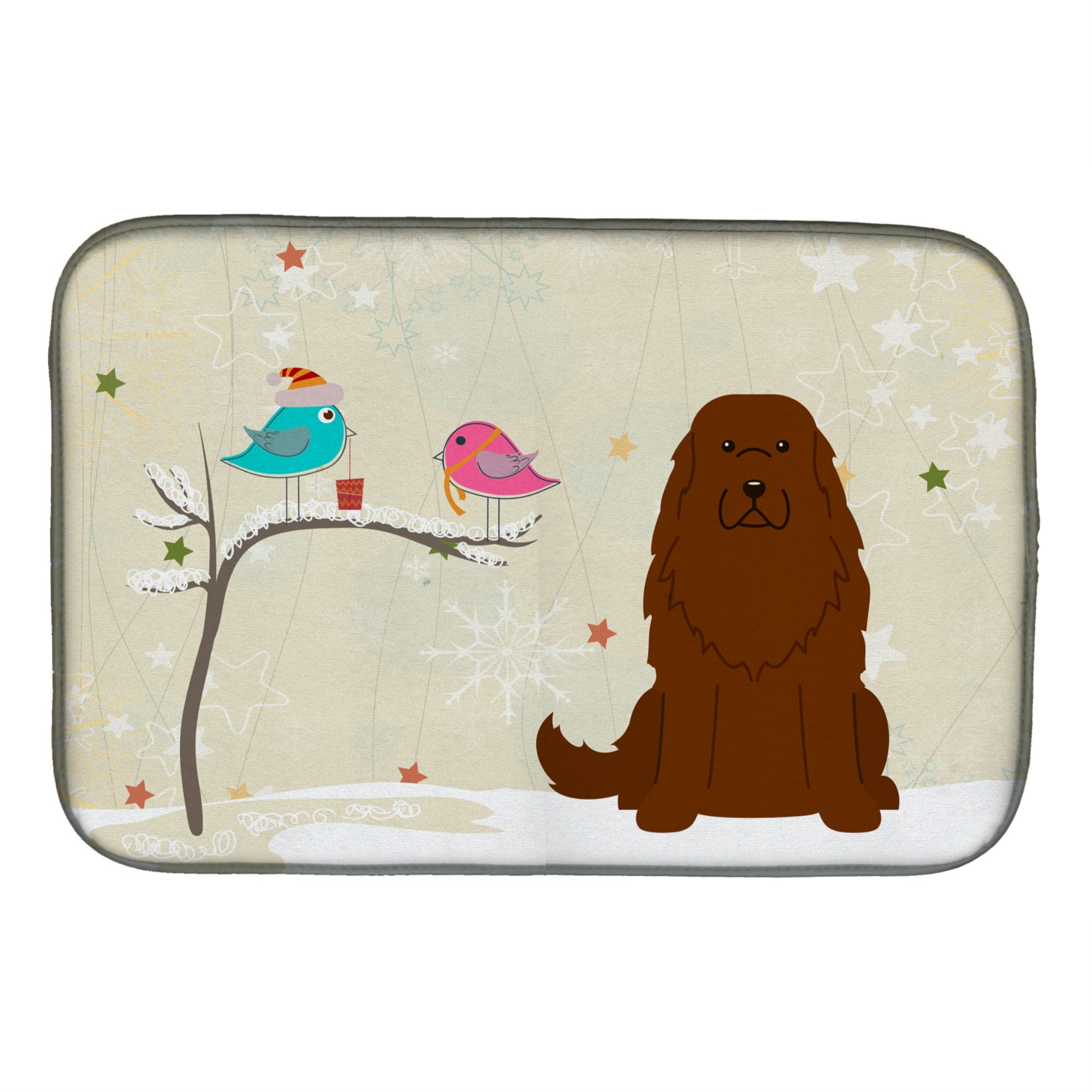 'Caroline'S Treasures Christmas Presents Between Friends Caucasian Shepherd Dog Dish Drying Mat, 14 X 21''