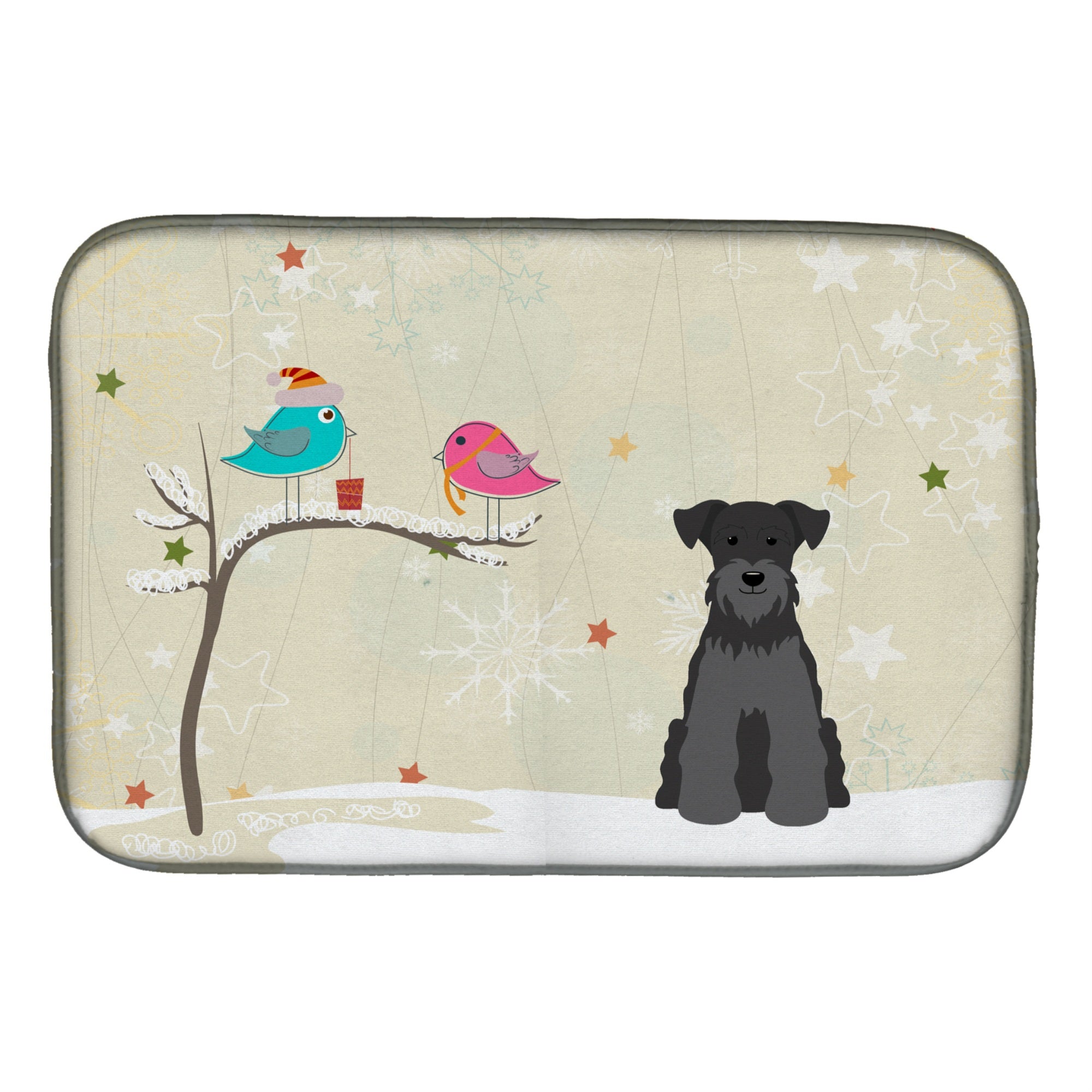 'Caroline'S Treasures Christmas Presents Between Friends Miniature Schnauzer Black Dish Drying Mat, 14'''' X 21''''''