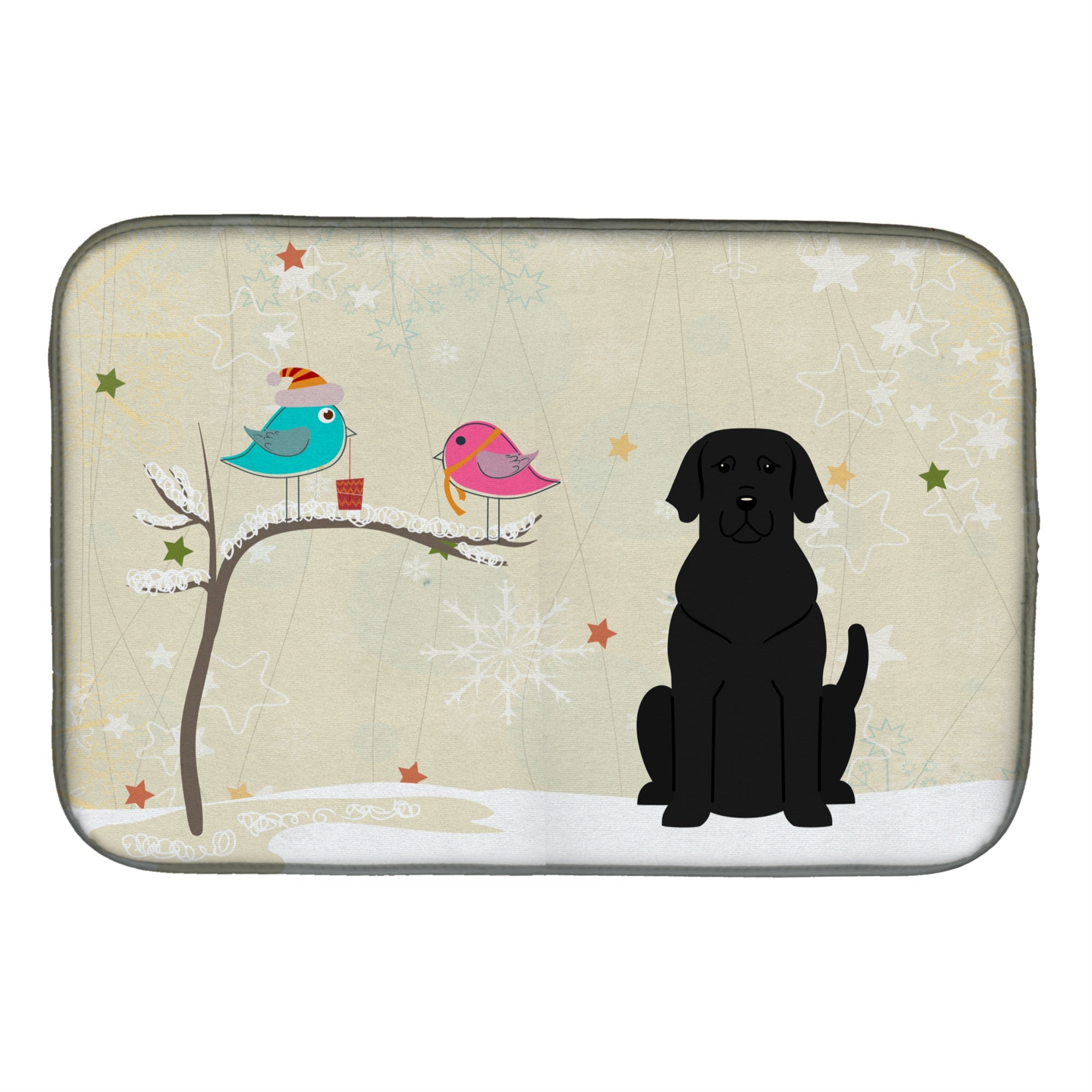 'Caroline'S Treasures Christmas Presents Between Friends Black Labrador Dish Drying Mat, 14 X 21''