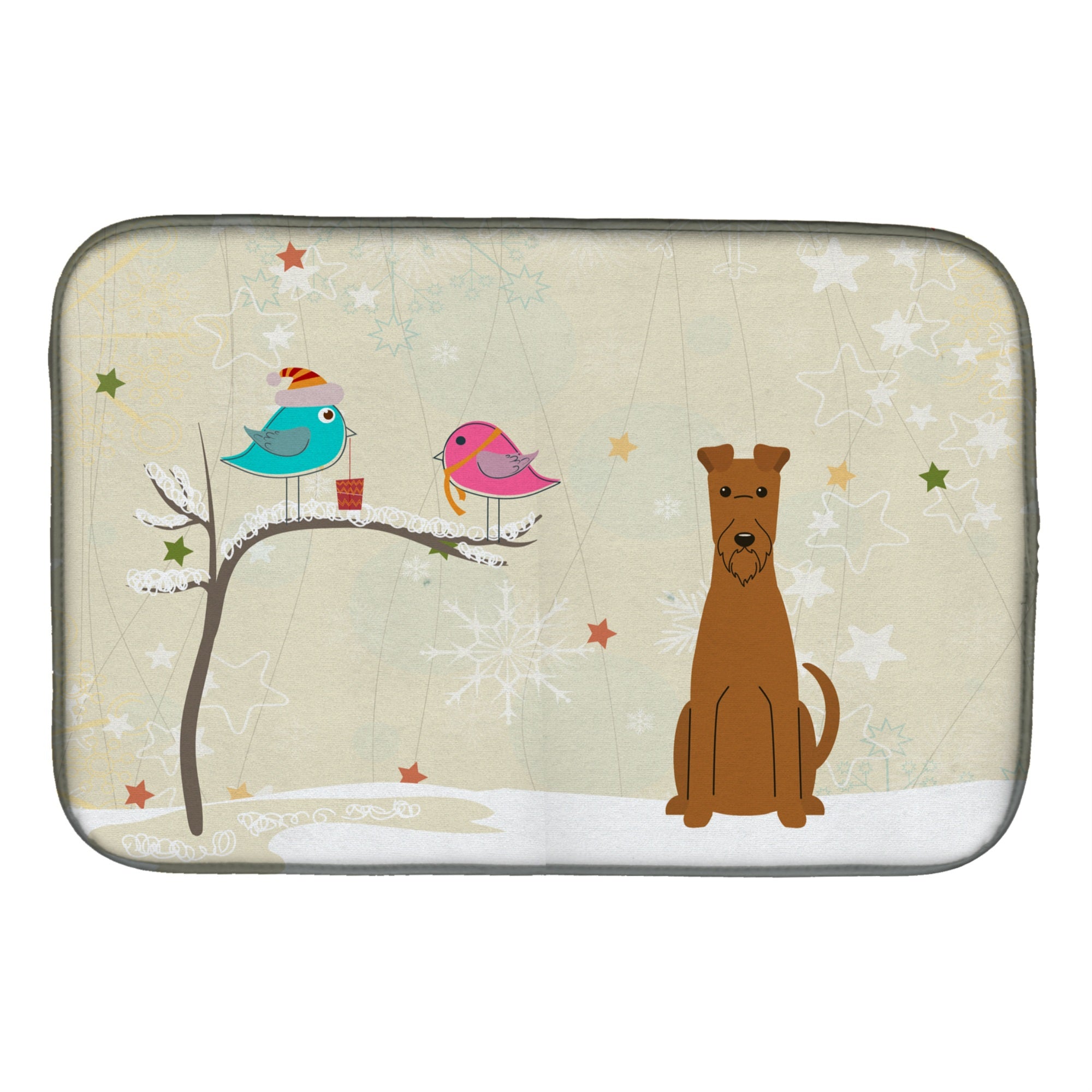 'Caroline'S Treasures Christmas Presents Between Friends Irish Terrier Dish Drying Mat, 14'''' X 21''''''