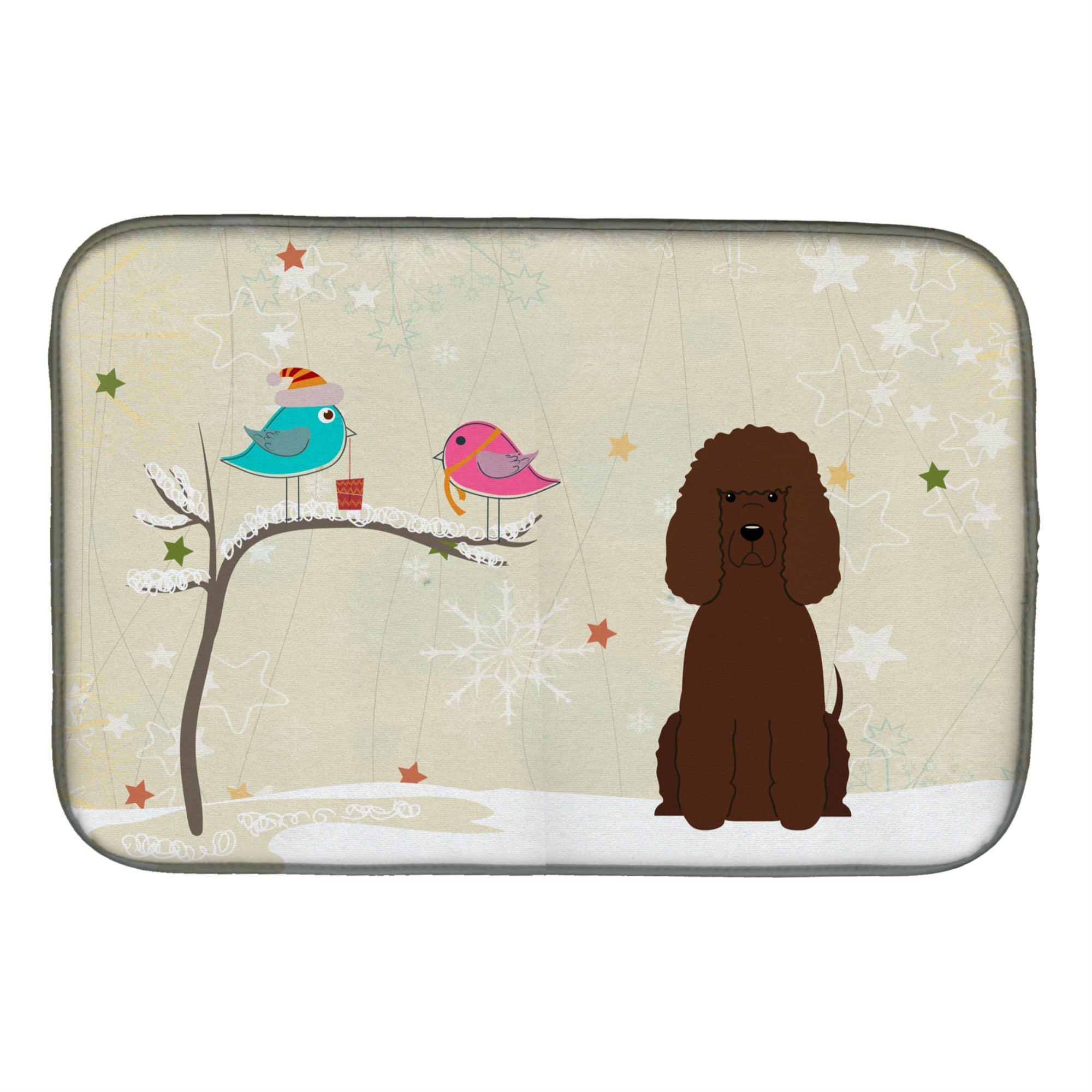 'Caroline'S Treasures Christmas Presents Between Friends Irish Water Spaniel Dish Drying Mat, 14'''' X 21''''''