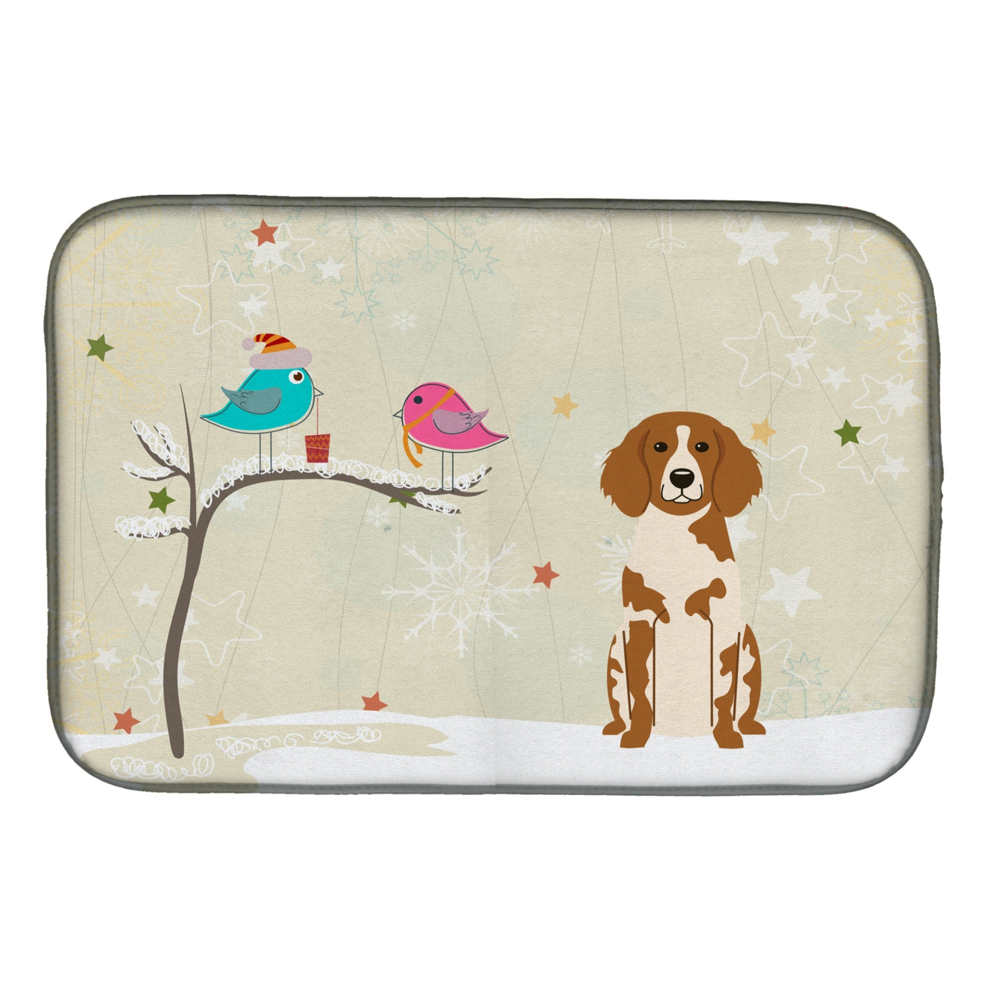 'Caroline'S Treasures Christmas Presents Between Friends Brittany Spaniel Dish Drying Mat, 14'''' X 21''''''