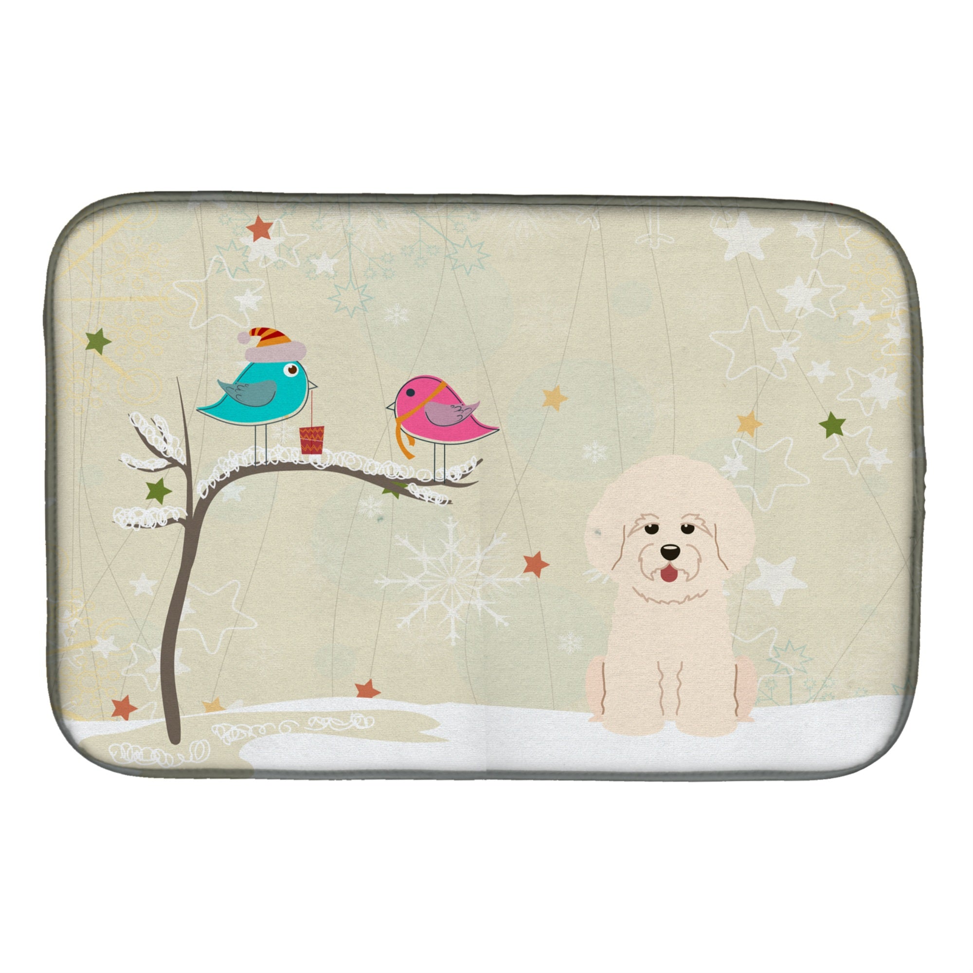'Caroline'S Treasures Christmas Presents Between Friends Bichon Frise Dish Drying Mat, 14'''' X 21''''''