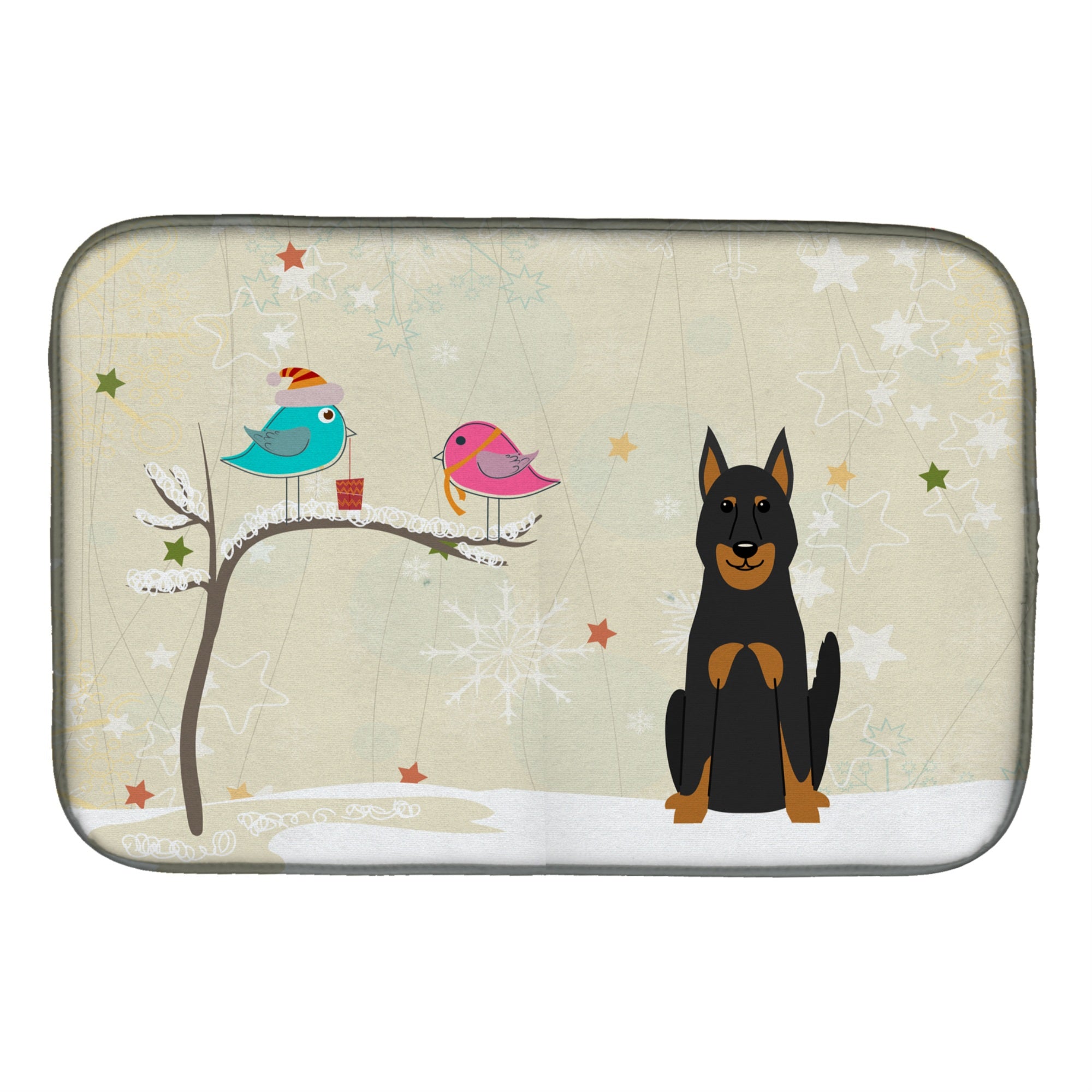 'Caroline'S Treasures Christmas Presents Between Friends Because Shepherd Dog Dish Drying Mat, 14'''' X 21''''''