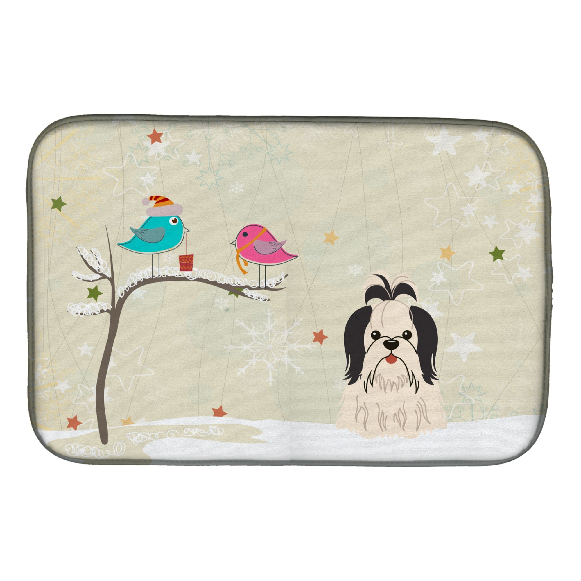 'Caroline'S Treasures Christmas Presents Between Friends Shih Tzu Dish Drying Mat, 14'''' X 21''''''