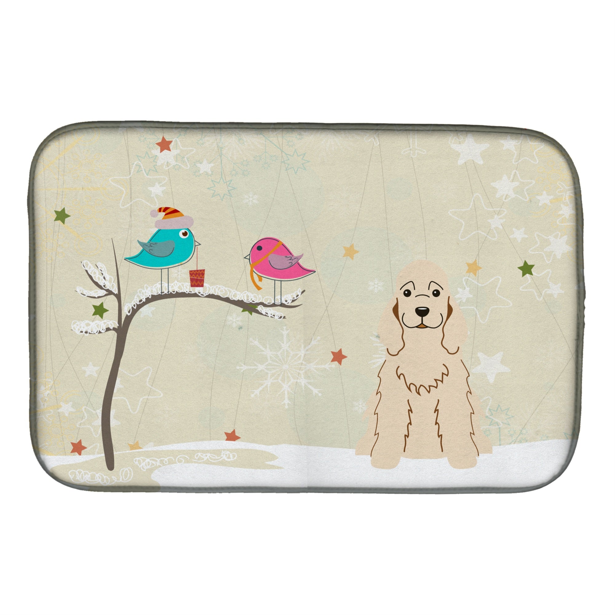'Caroline'S Treasures Christmas Presents Between Friends Cocker Spaniel Buff Dish Drying Mat, 14'''' X 21''''''