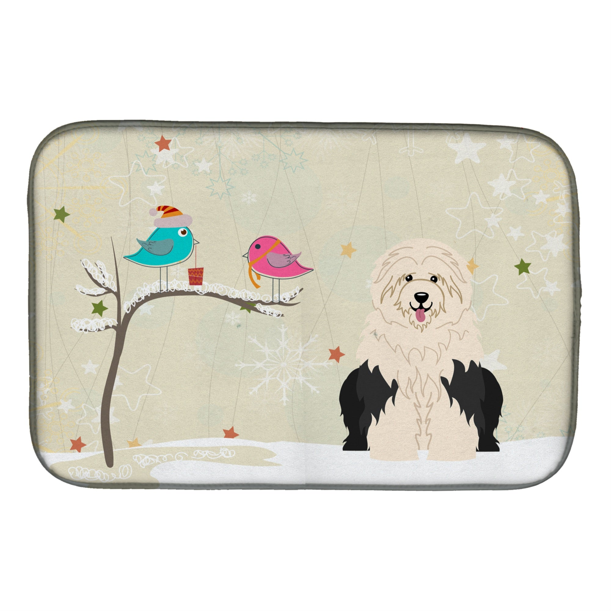 'Caroline'S Treasures Christmas Presents Between Friends Old English Sheepdog Dish Drying Mat, 14'''' X 21''''''