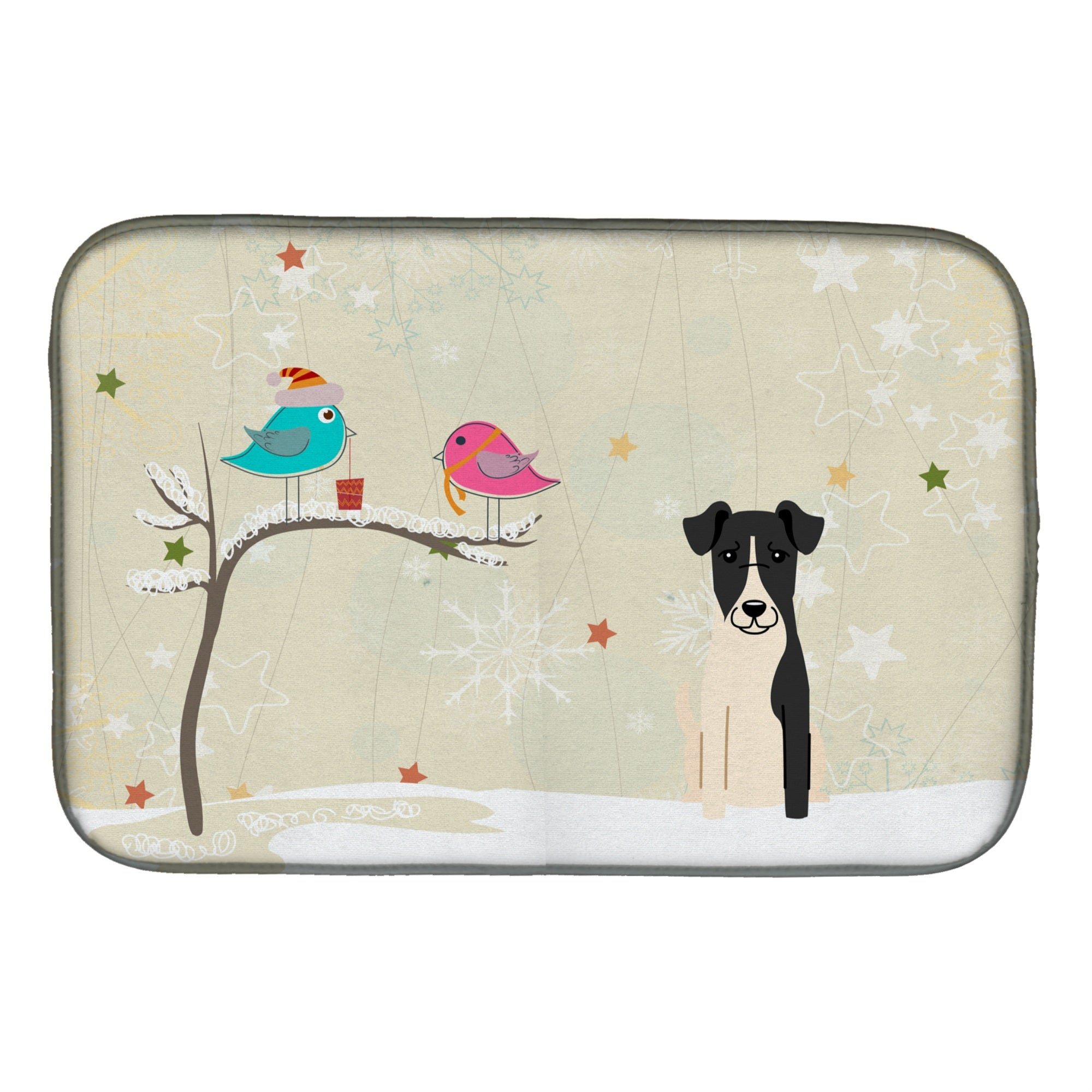 Christmas Presents Between Friends Smooth Fox Terrier Dish Drying Mat Bb2570Ddm
