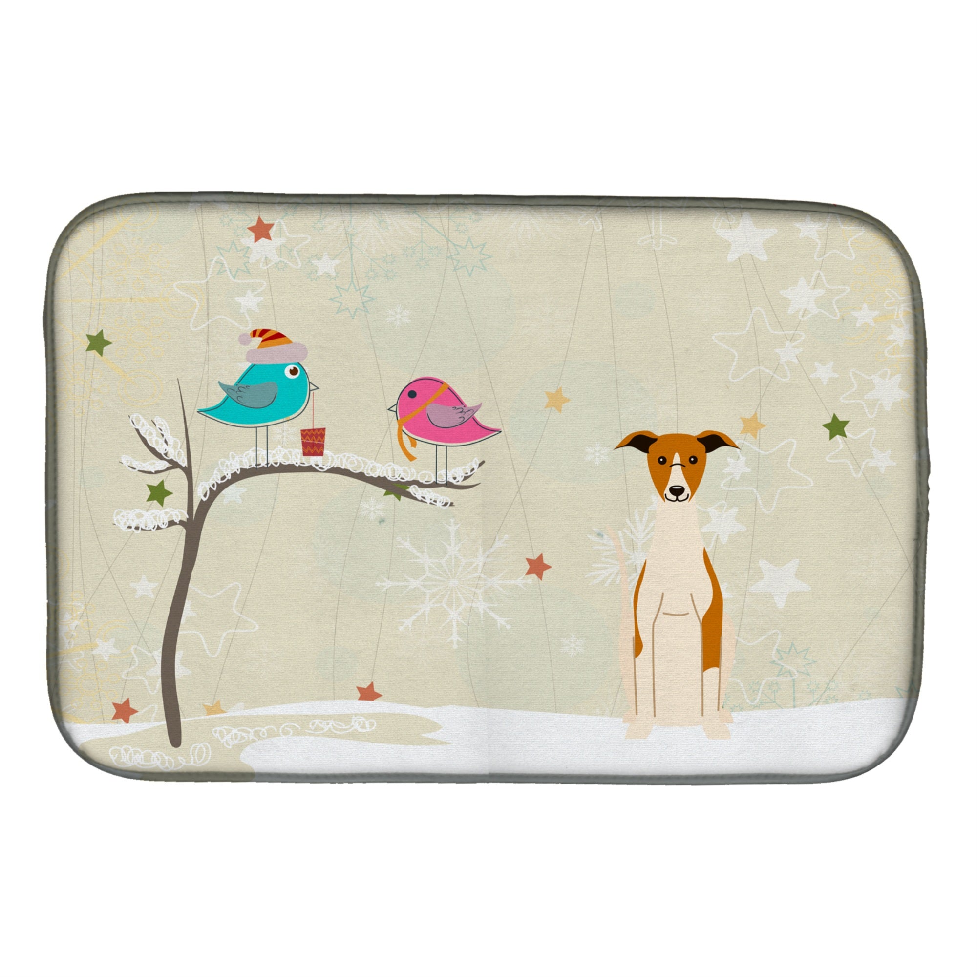 'Caroline'S Treasures Christmas Presents Between Friends Whippet Dish Drying Mat, 14'''' X 21''''''