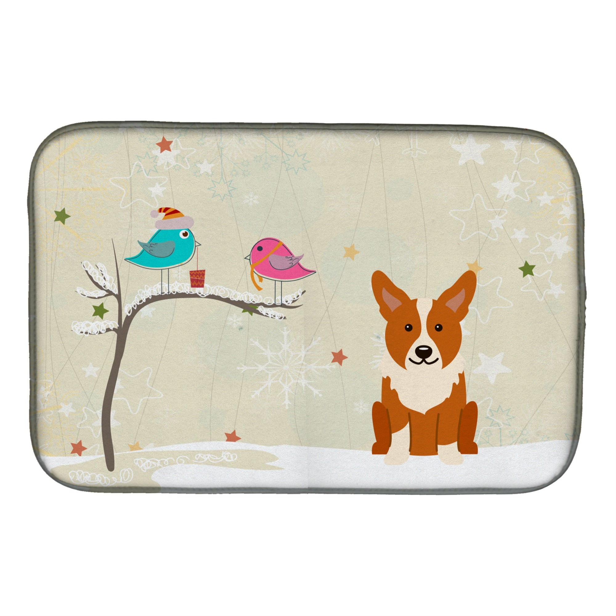 'Caroline'S Treasures Christmas Presents Between Friends Corgi Dish Drying Mat, 14'''' X 21''''''