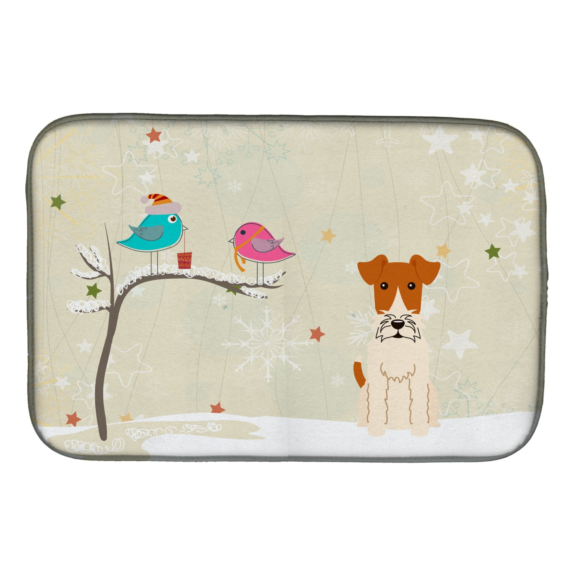 'Caroline'S Treasures Christmas Presents Between Friends Wire Fox Terrier Dish Drying Mat, 14'''' X 21''''''