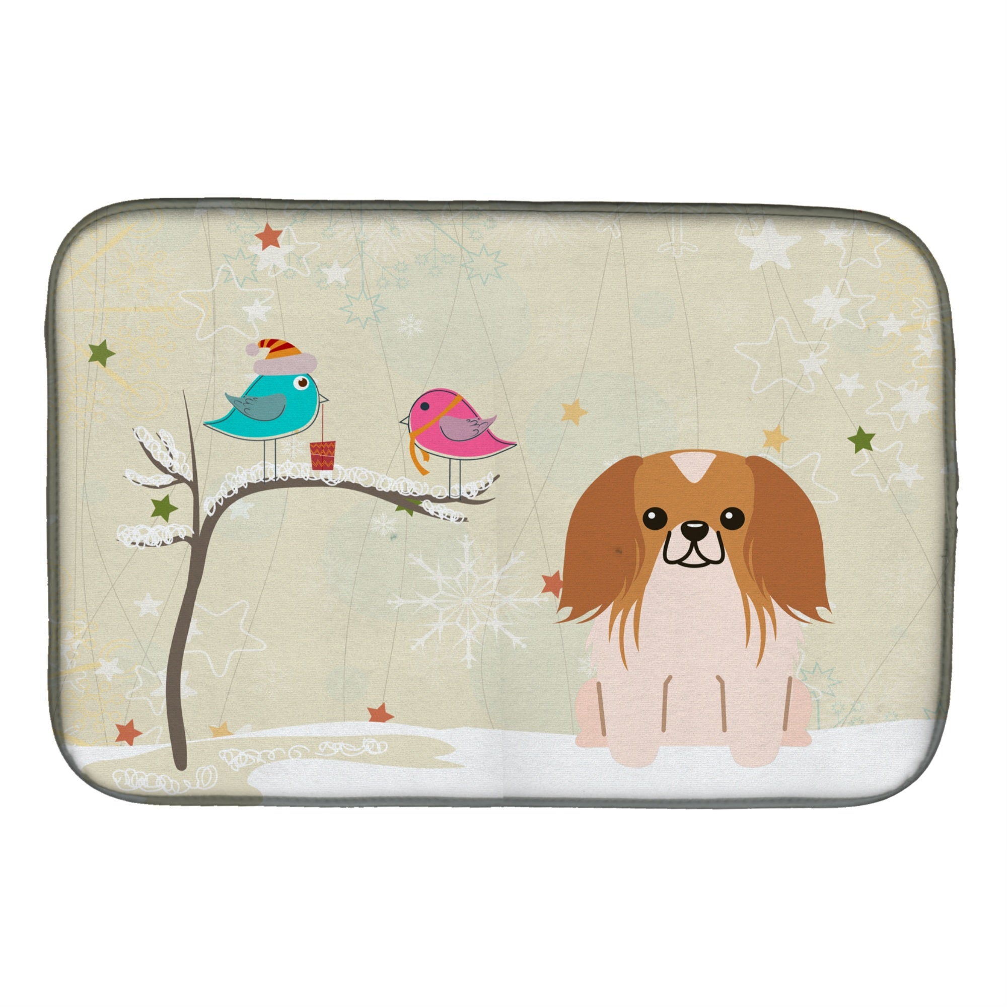 'Caroline'S Treasures Christmas Presents Between Friends Pekingese Red White Dish Drying Mat, 14'''' X 21''''''