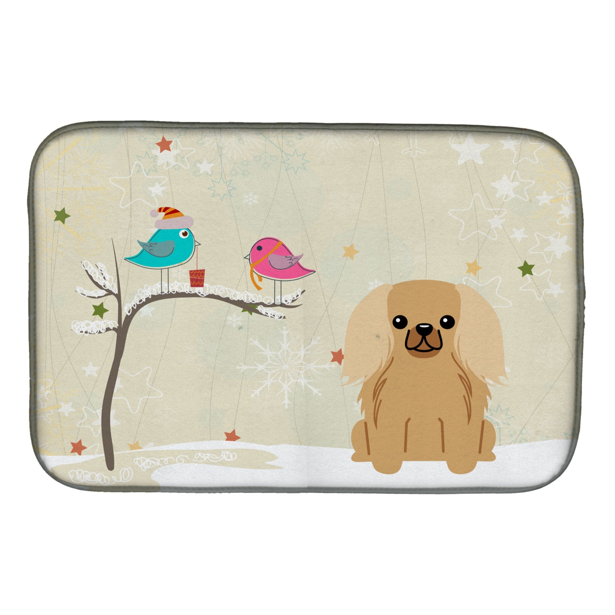 'Caroline'S Treasures Christmas Presents Between Friends Pekingese Fawn Sable Dish Drying Mat, 14'''' X 21''''''