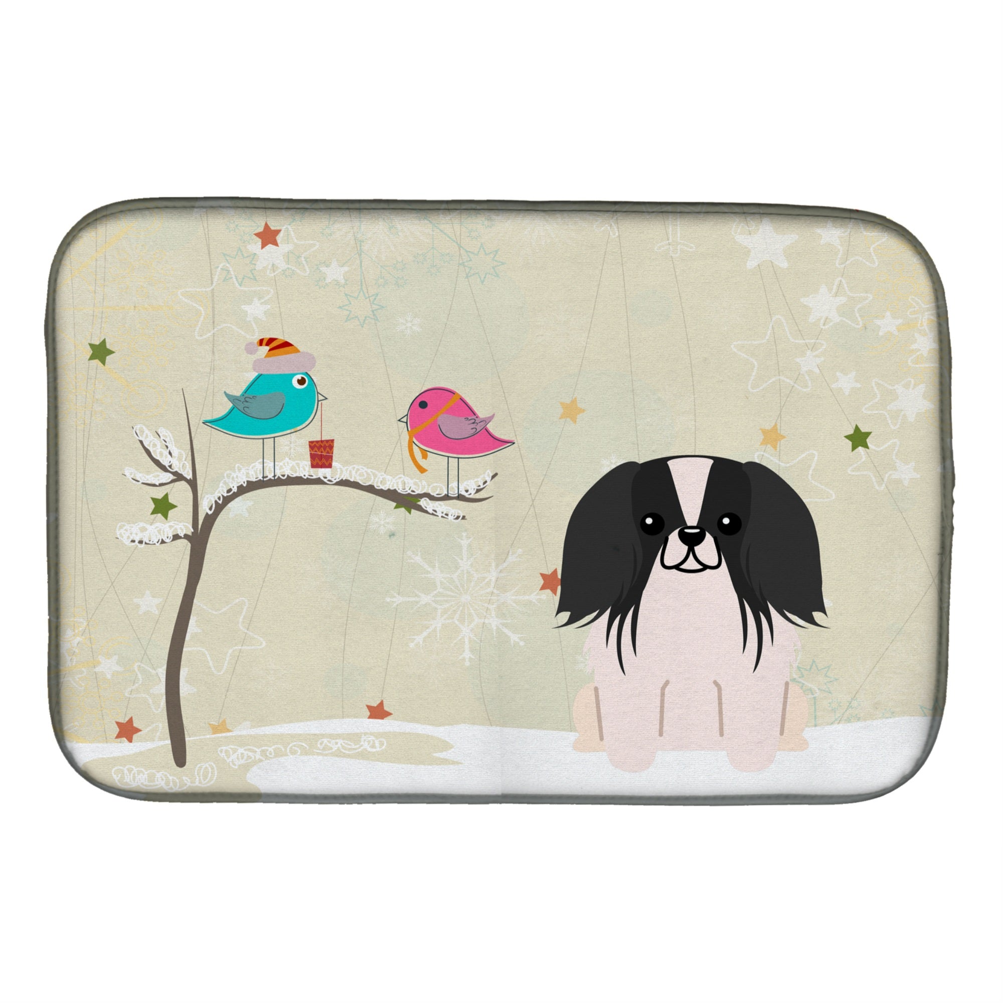 'Caroline'S Treasures Black/White Christmas Presents Between Friends Pekingnese Dish Drying Mat, 14'''' X 21''''''