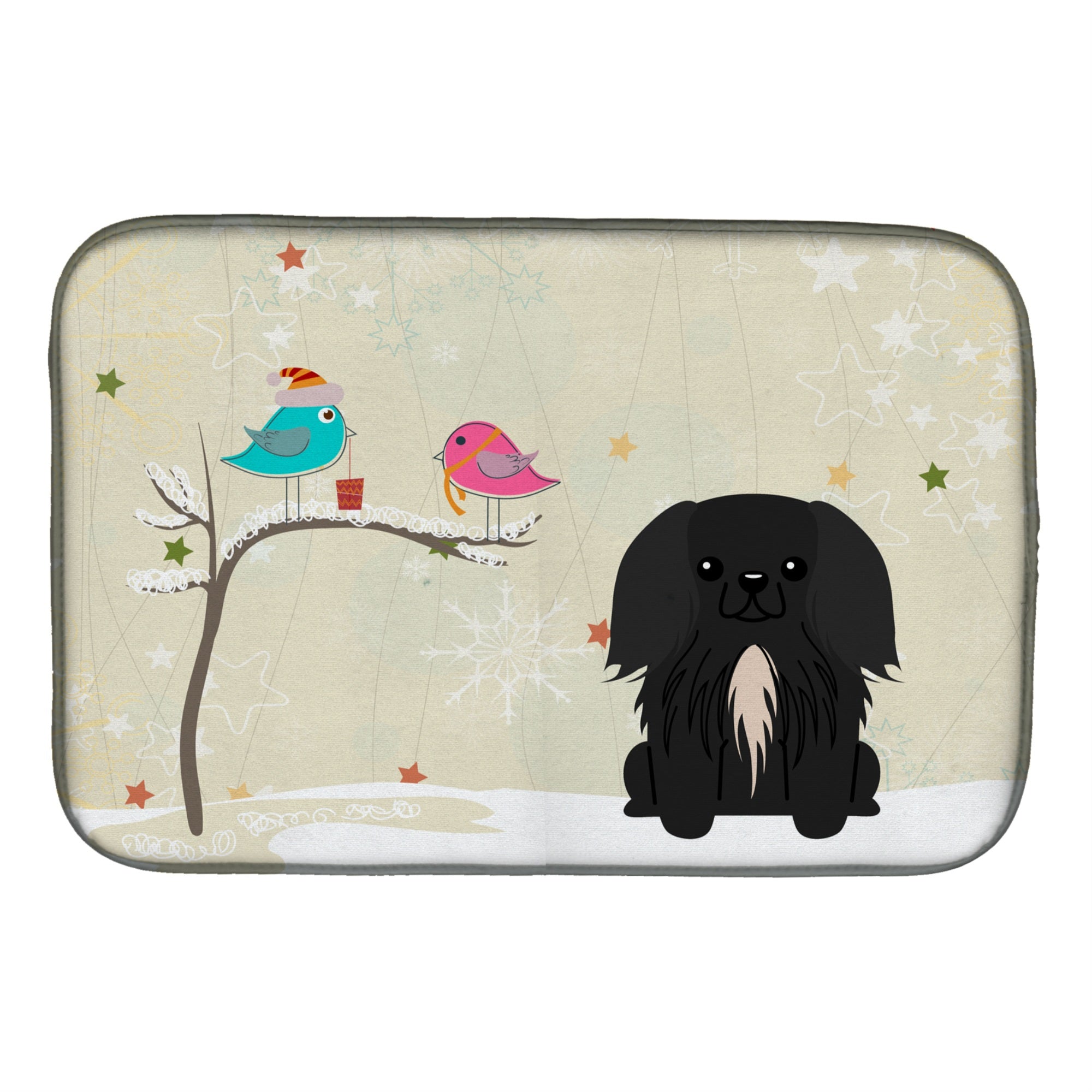 'Caroline'S Treasures Christmas Presents Between Friends Pekingese Black Dish Drying Mat, 14'''' X 21''''''