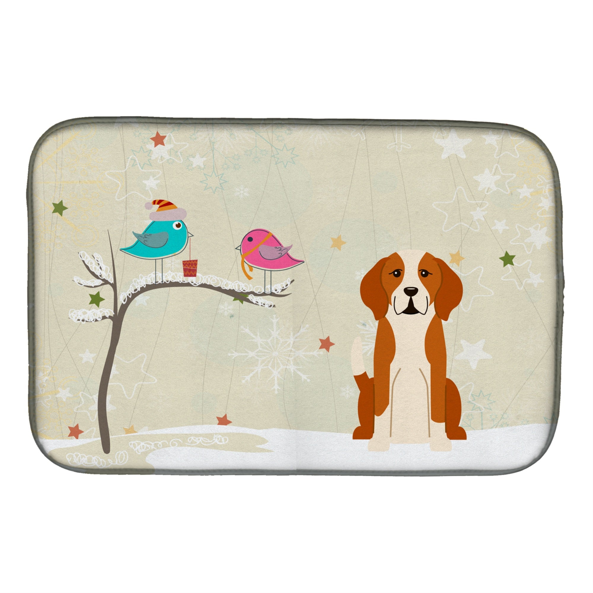 'Caroline'S Treasures Christmas Presents Between Friends English Foxhound Dish Drying Mat, 14'''' X 21''''''