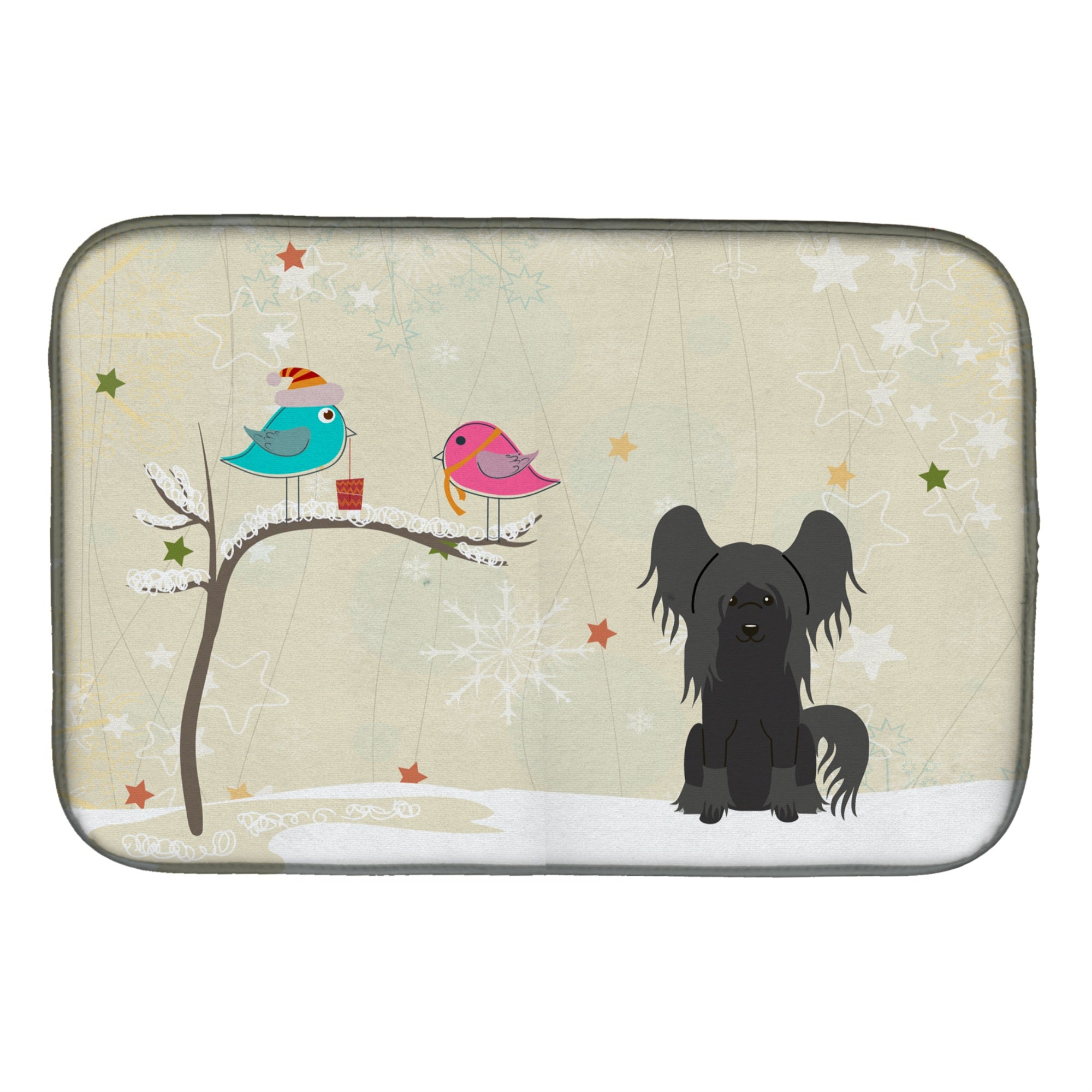 'Caroline'S Treasures Christmas Presents Between Friends Chinese Crested Black Dish Drying Mat, 14'''' X 21''''''