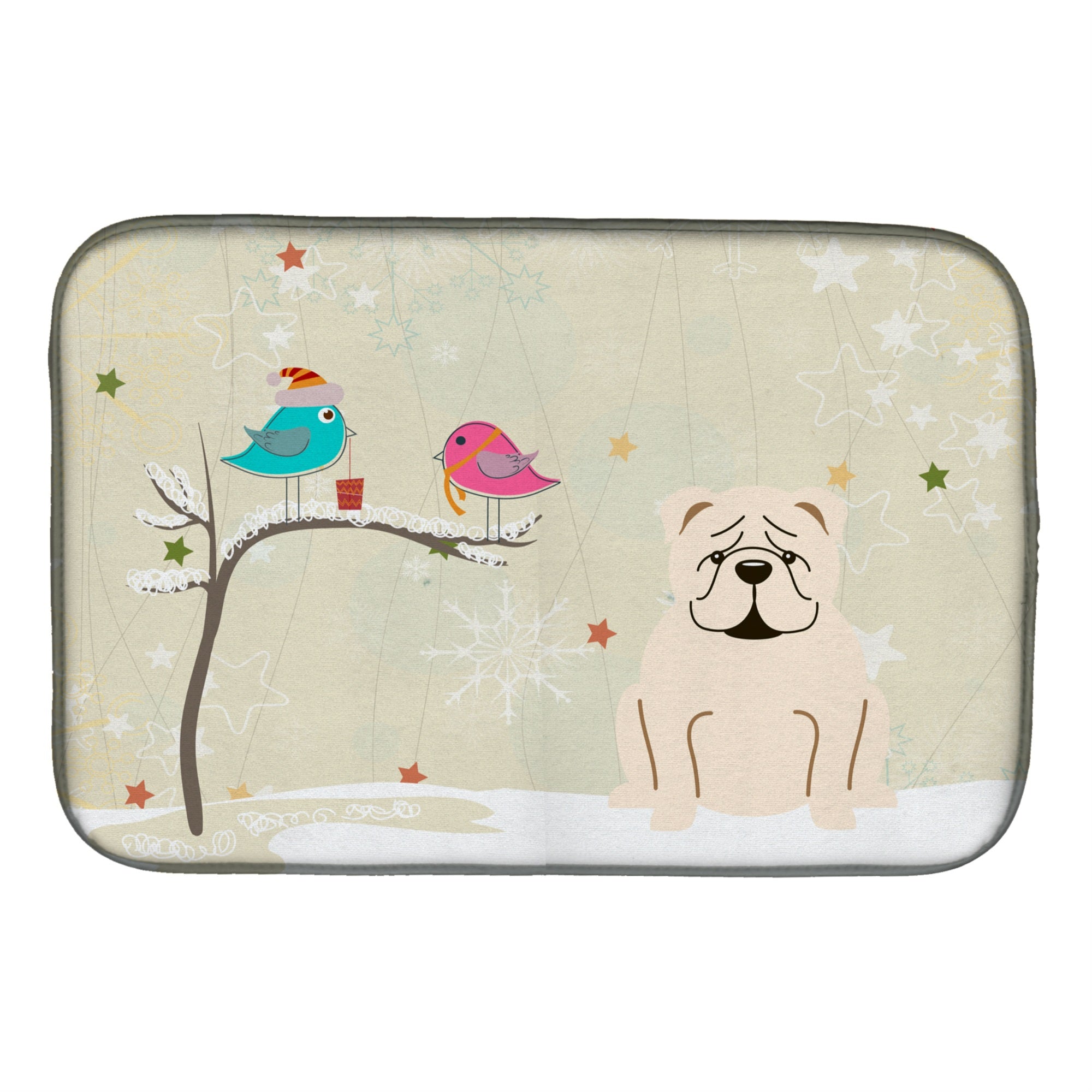 'Caroline'S Treasures Christmas Presents Between Friends English Bulldog White Dish Drying Mat, 14'''' X 21''''''