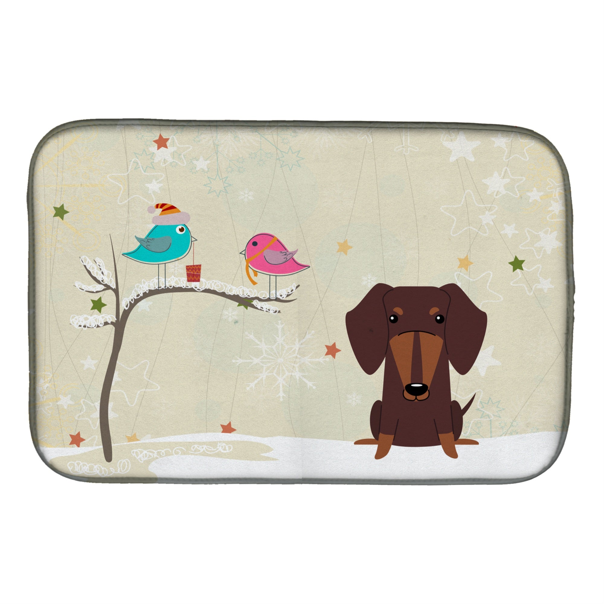 'Caroline'S Treasures Christmas Presents Between Friends Dachshund Chocolate Dish Drying Mat, 14'''' X 21''''''
