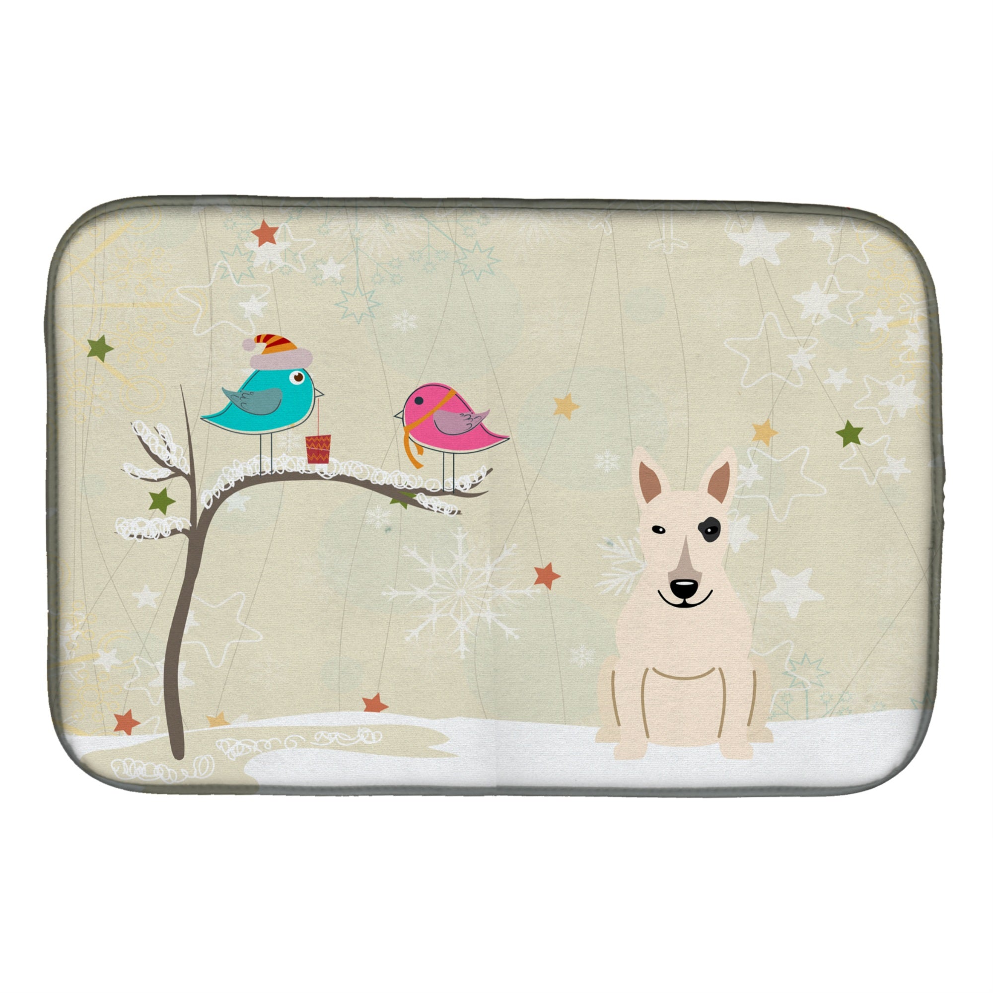 'Caroline'S Treasures Christmas Presents Between Friends Bull Terrier Dish Drying Mat, 14'''' X 21''''''