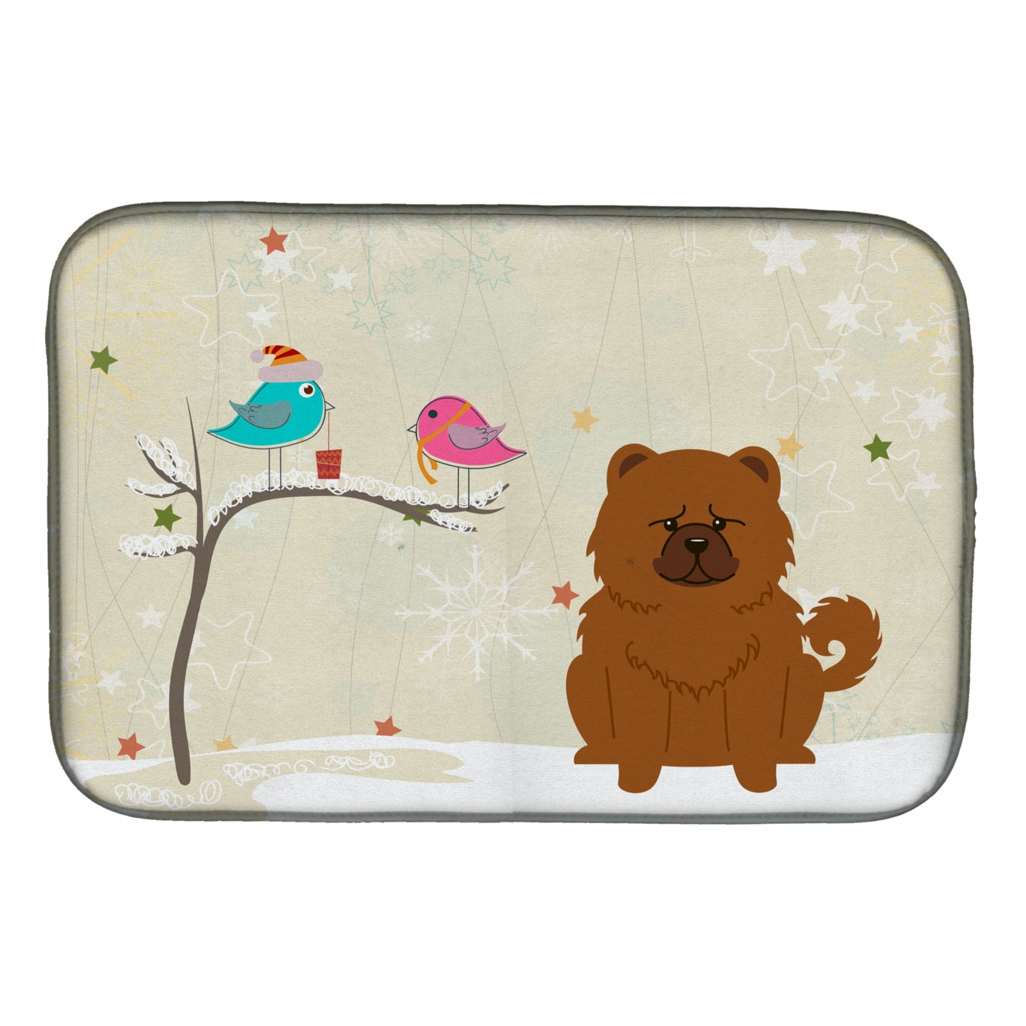 'Caroline'S Treasures Christmas Presents Between Friends Chow Red Dish Drying Mat, 14 X 21''