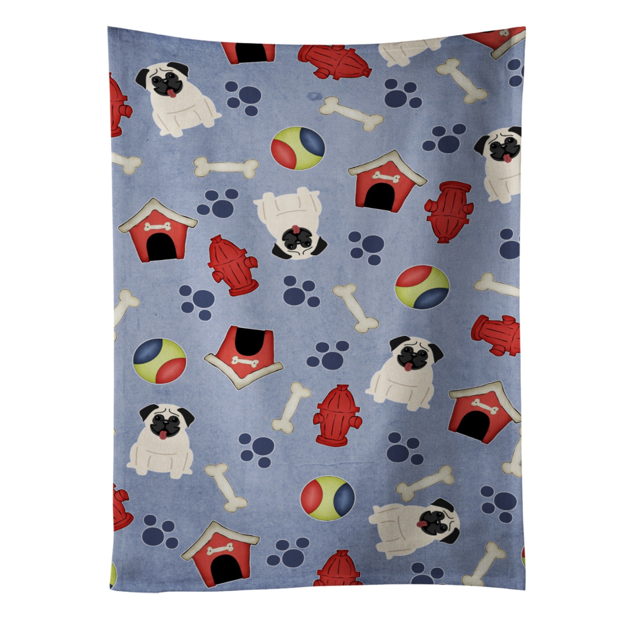 'Caroline'S Treasures Bb2617Ktwl Dog House Collection Pug Cream Kitchen Towel, 25'''' X 15'''', Multicolor''