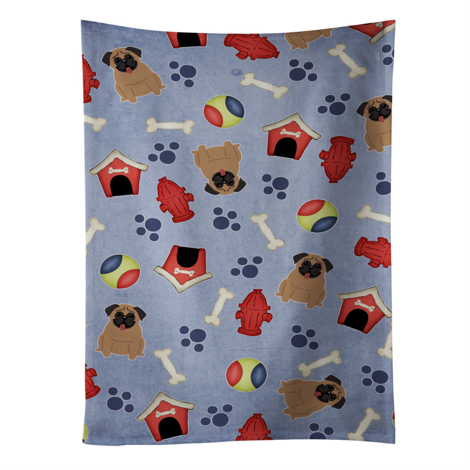 'Caroline'S Treasures Bb2618Ktwl Dog House Collection Pug Brown Kitchen Towel, 25'''' X 15'''', Multicolor''