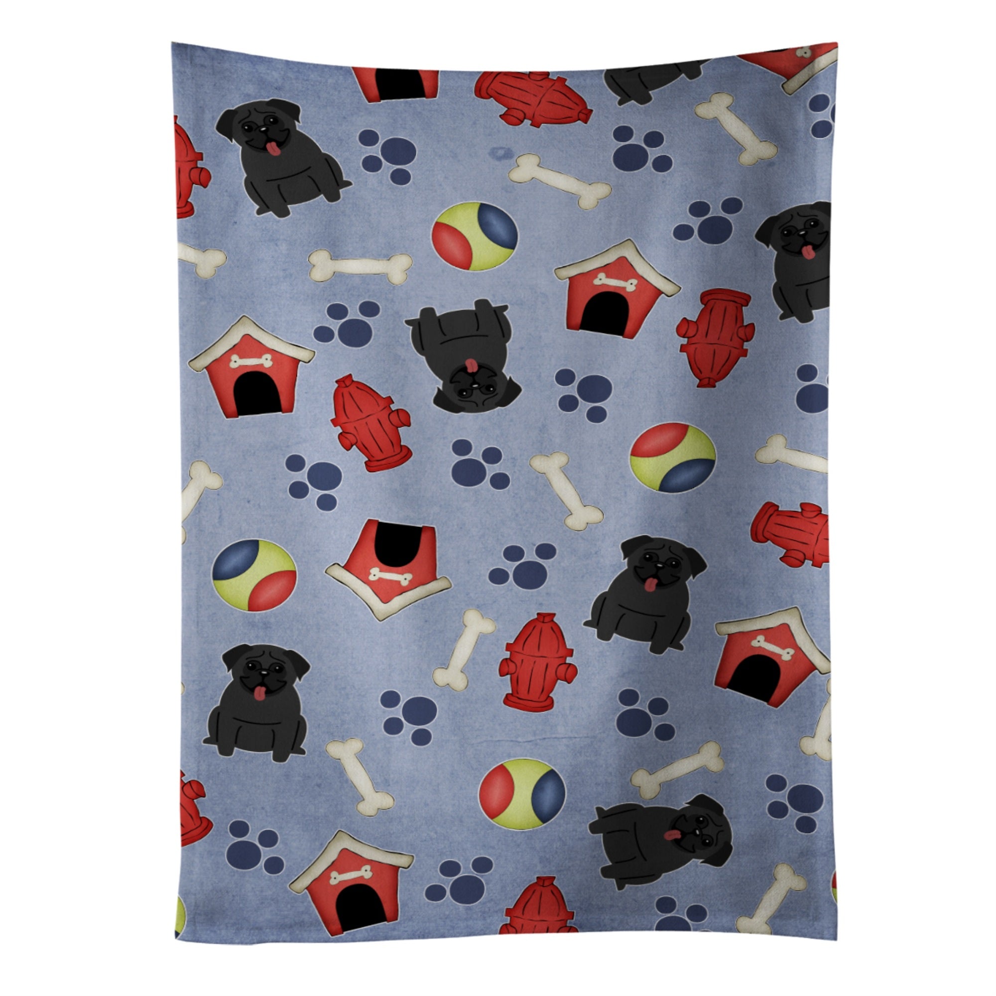 'Caroline'S Treasures Bb2619Ktwl Dog House Collection Pug Black Kitchen Towel, 25'''' X 15'''', Multicolor''
